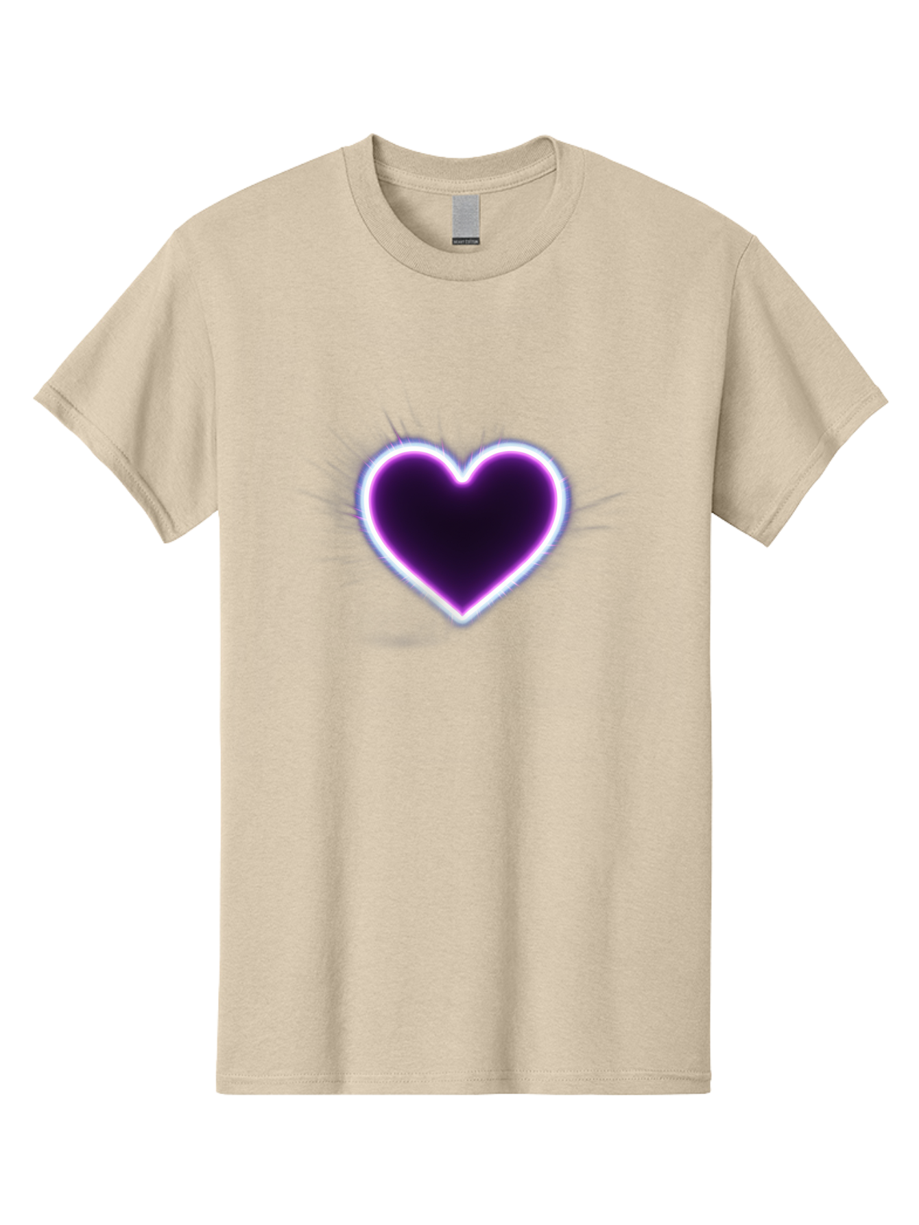 Purple-Heart Men'S Graphic Tee, 100% Cotton, Comfortable Casual Summer Wear, Machine Washable, Purple Heart Icon, Glowing Heart, Purple Neon Glow, Love Symbol, Heart Shape, Vibrant Purple, Emotional Graphic, Valentines Day Graphic, Heart Icon Bae075
