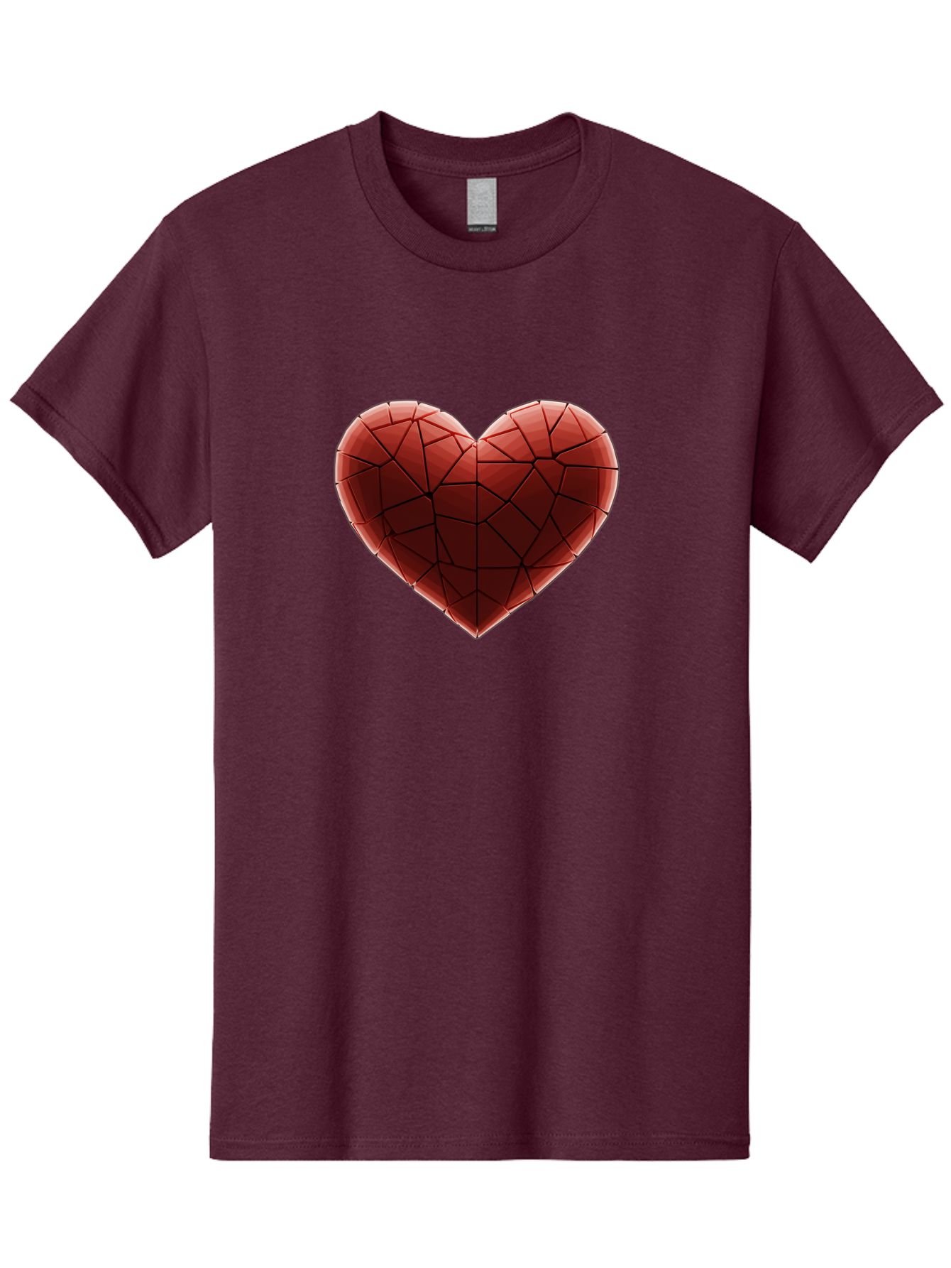 Red-Faceted-Heart Men'S Graphic Tee, 100% Cotton, Comfortable Casual Summer Wear, Machine Washable, Low Poly Heart, Geometric Heart, Red Heart, Love Symbol, Abstract Art, 3D Model, Modern Design, Polygonal Shape, Heart Shape Bae076
