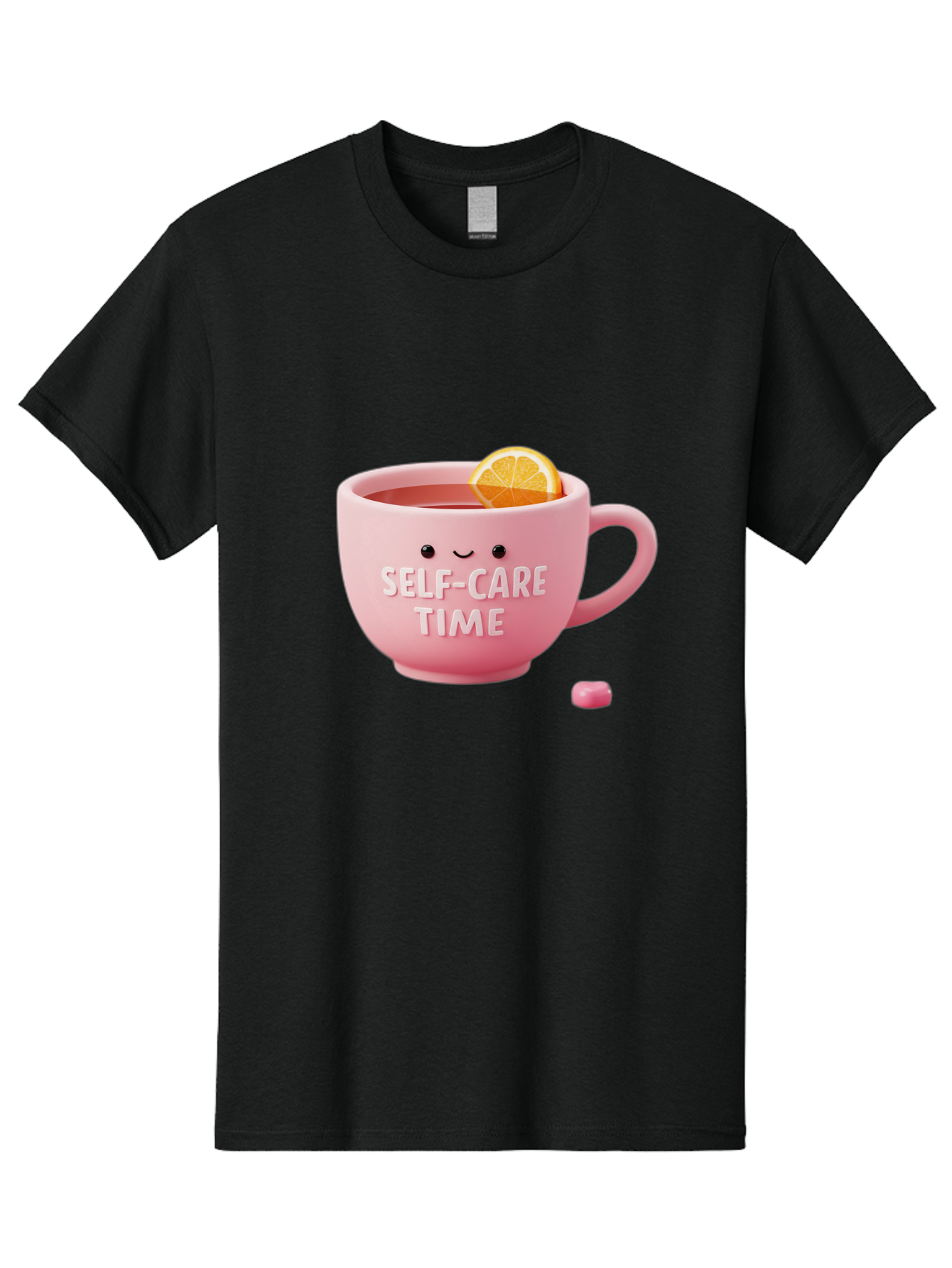 Self-Care-Time-1 Men'S Graphic Tee, 100% Cotton, Comfortable Casual Summer Wear, Machine Washable, Relaxing Tea, Self Care, Wellness, Mindfulness, Pink Tea Cup, Lemon Slice, Cozy Atmosphere, Calming Ambiance, Soothing Drink Bae082