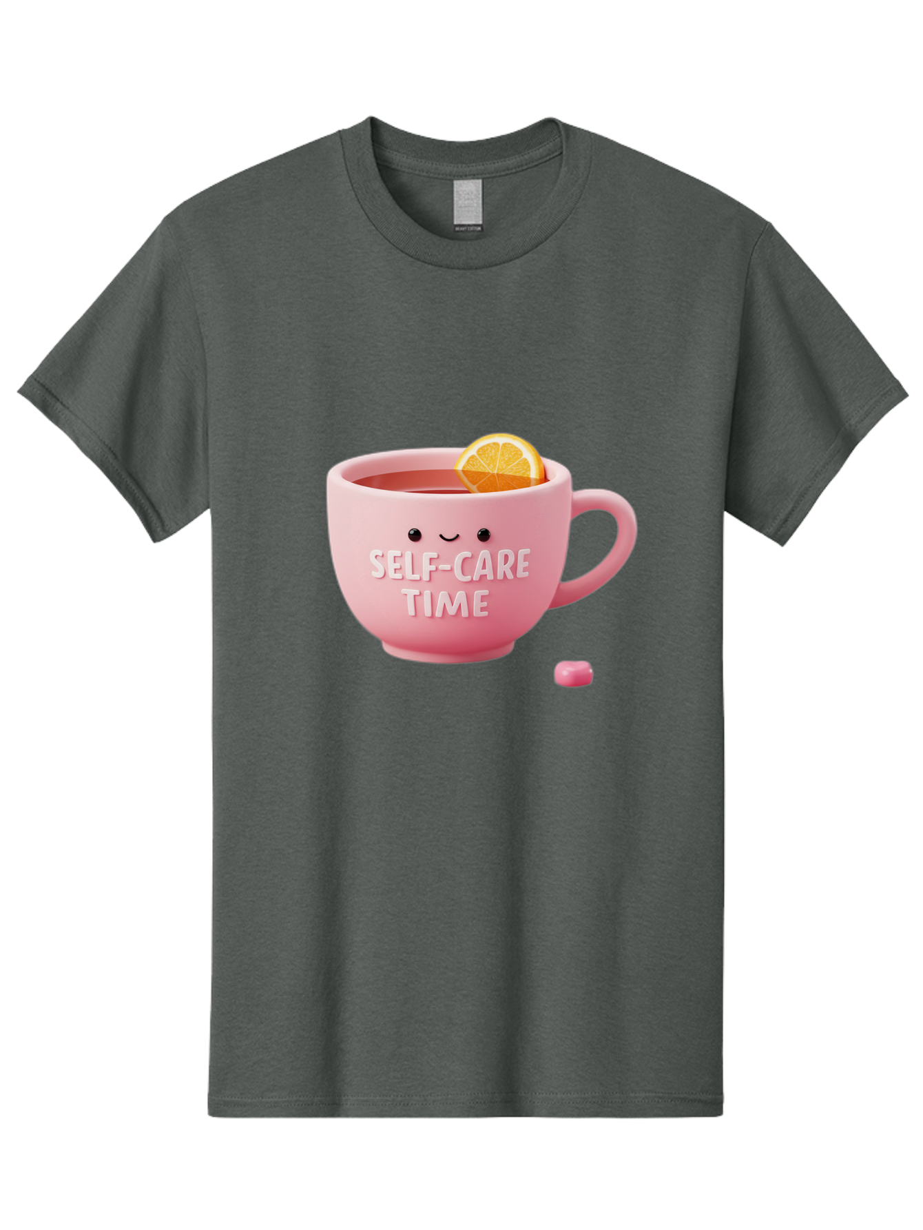 Self-Care-Time-1 Men'S Graphic Tee, 100% Cotton, Comfortable Casual Summer Wear, Machine Washable, Relaxing Tea, Self Care, Wellness, Mindfulness, Pink Tea Cup, Lemon Slice, Cozy Atmosphere, Calming Ambiance, Soothing Drink Bae082