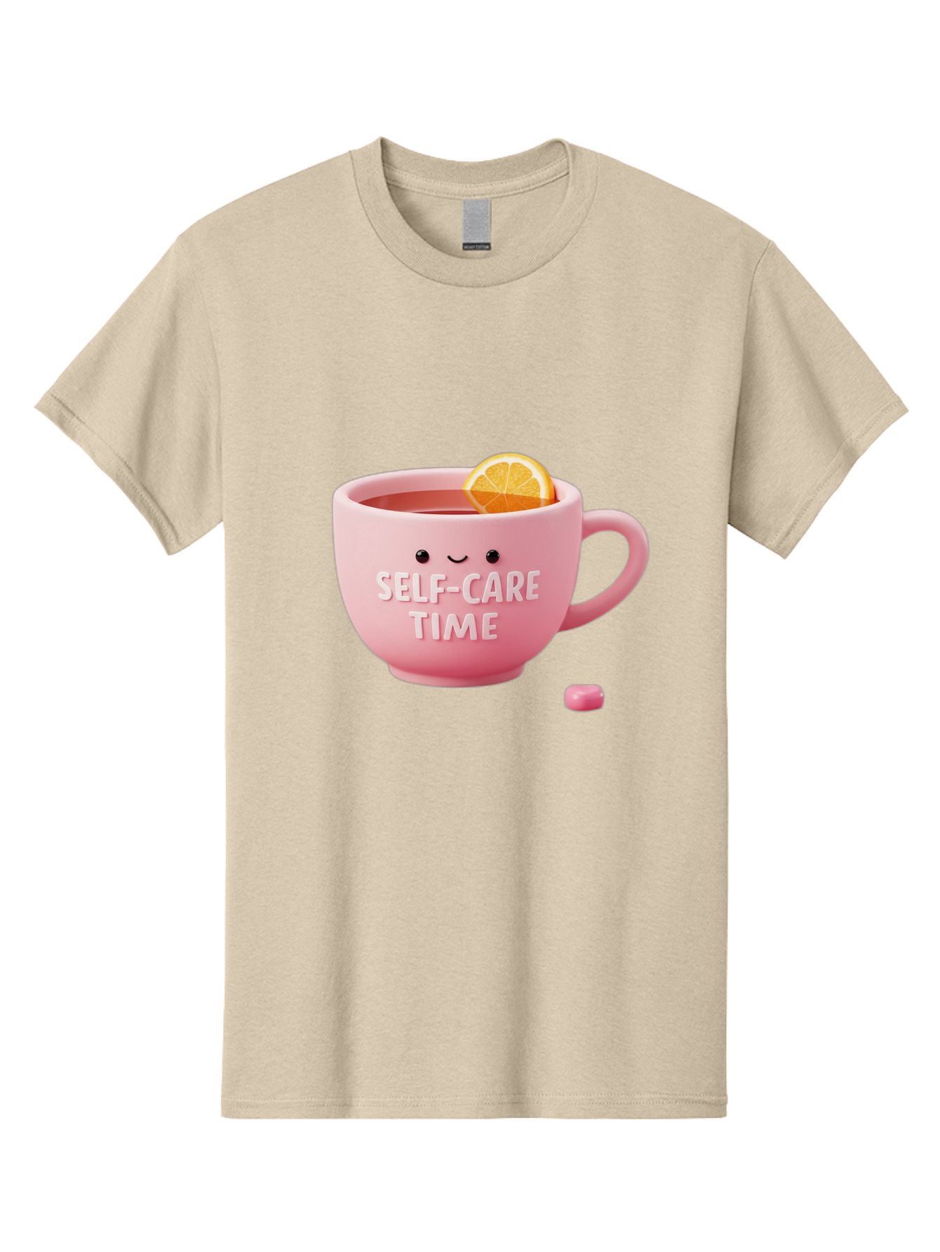 Self-Care-Time-1 Men'S Graphic Tee, 100% Cotton, Comfortable Casual Summer Wear, Machine Washable, Relaxing Tea, Self Care, Wellness, Mindfulness, Pink Tea Cup, Lemon Slice, Cozy Atmosphere, Calming Ambiance, Soothing Drink Bae082