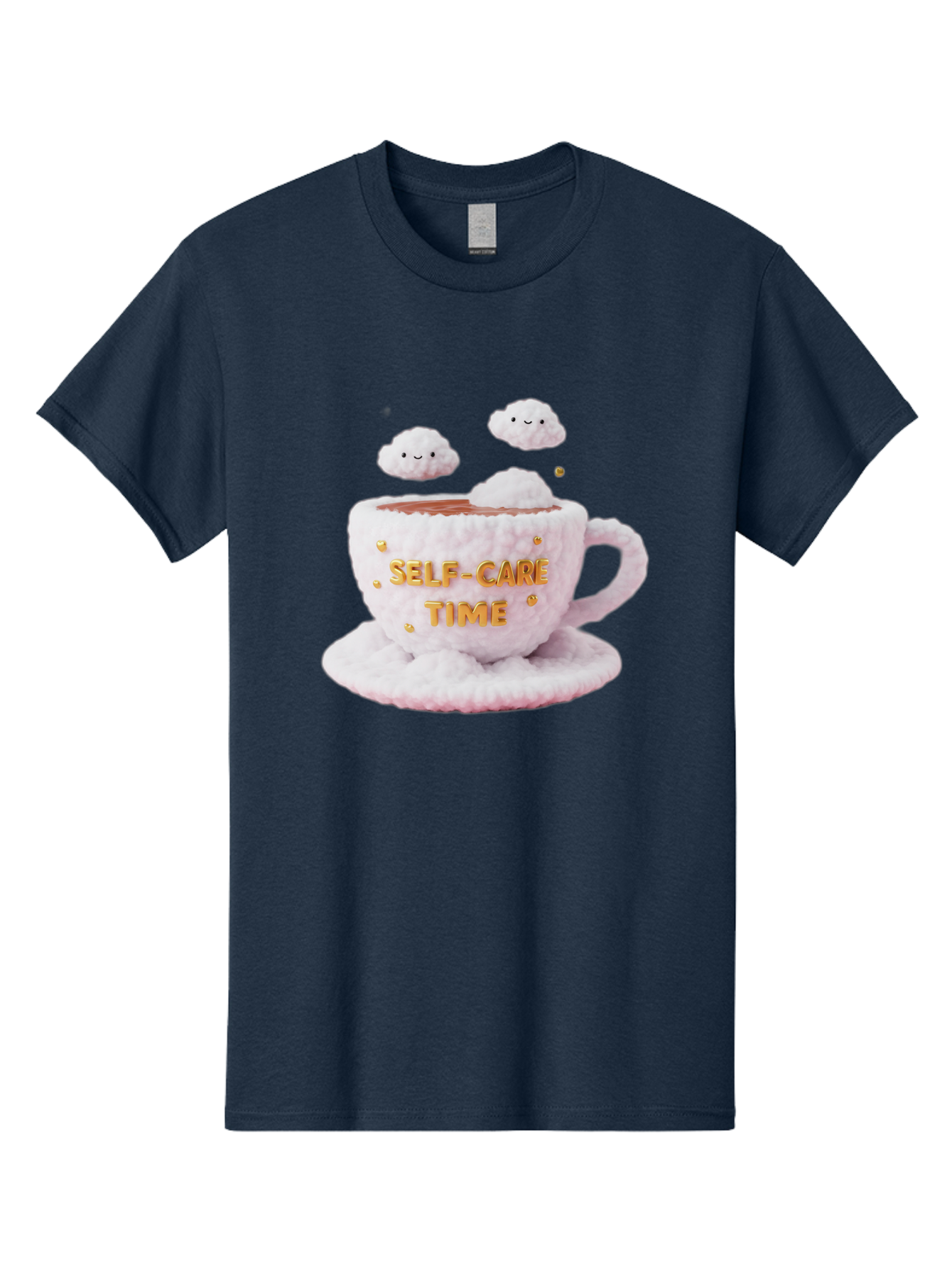 Self-Care-Time-4 Men'S Graphic Tee, 100% Cotton, Comfortable Casual Summer Wear, Machine Washable, Self-Care Time, Hot Coffee, Coffee Cup, Fluffy Clouds, Happy Face, Relaxation, Mindfulness, Calm Atmosphere, Soothing Ambiance, Mental Wellness Bae085