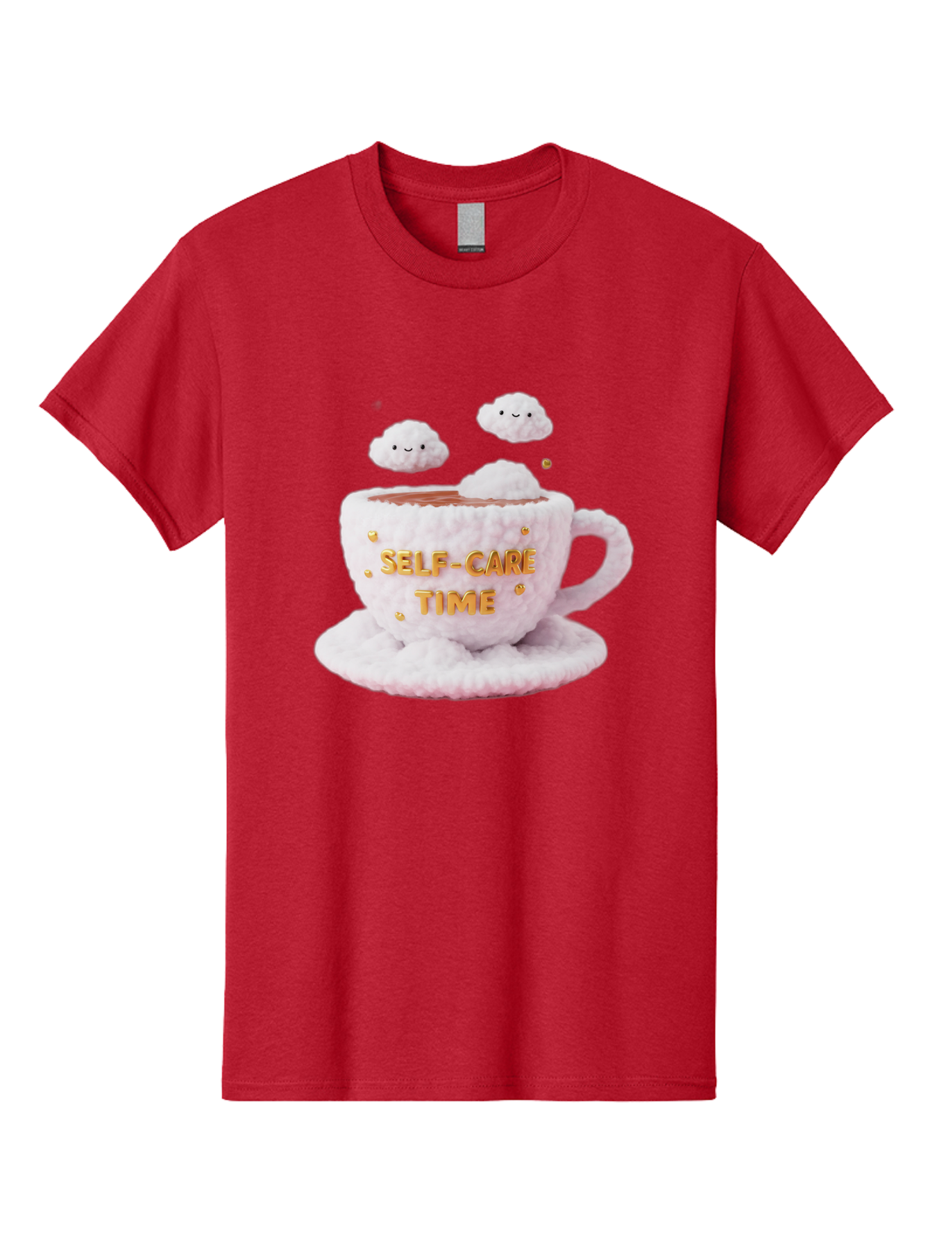 Self-Care-Time-4 Men'S Graphic Tee, 100% Cotton, Comfortable Casual Summer Wear, Machine Washable, Self-Care Time, Hot Coffee, Coffee Cup, Fluffy Clouds, Happy Face, Relaxation, Mindfulness, Calm Atmosphere, Soothing Ambiance, Mental Wellness Bae085