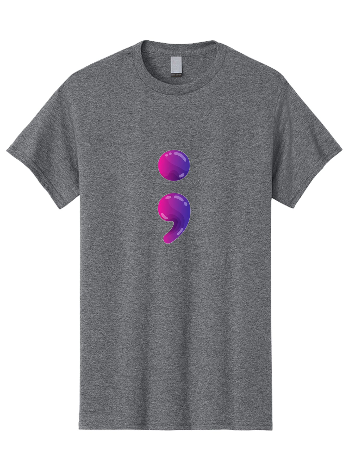 Semicolon-2 Men'S Graphic Tee, 100% Cotton, Comfortable Casual Summer Wear, Machine Washable, Colon And Semicolon Symbol, Punctuation Marks, Shiny Effect, Purple Gradient, Digital Illustration, Creative Typography, Syntax Elements Bae090