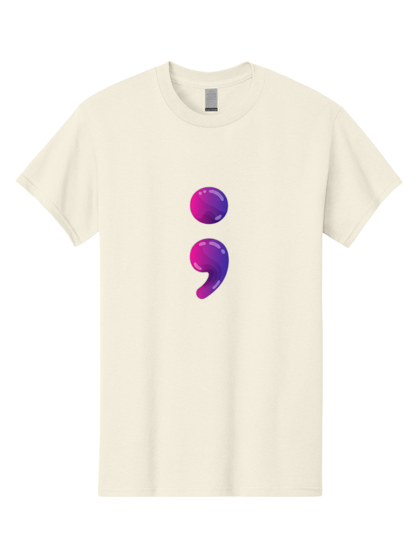 Semicolon-2 Men'S Graphic Tee, 100% Cotton, Comfortable Casual Summer Wear, Machine Washable, Colon And Semicolon Symbol, Punctuation Marks, Shiny Effect, Purple Gradient, Digital Illustration, Creative Typography, Syntax Elements Bae090