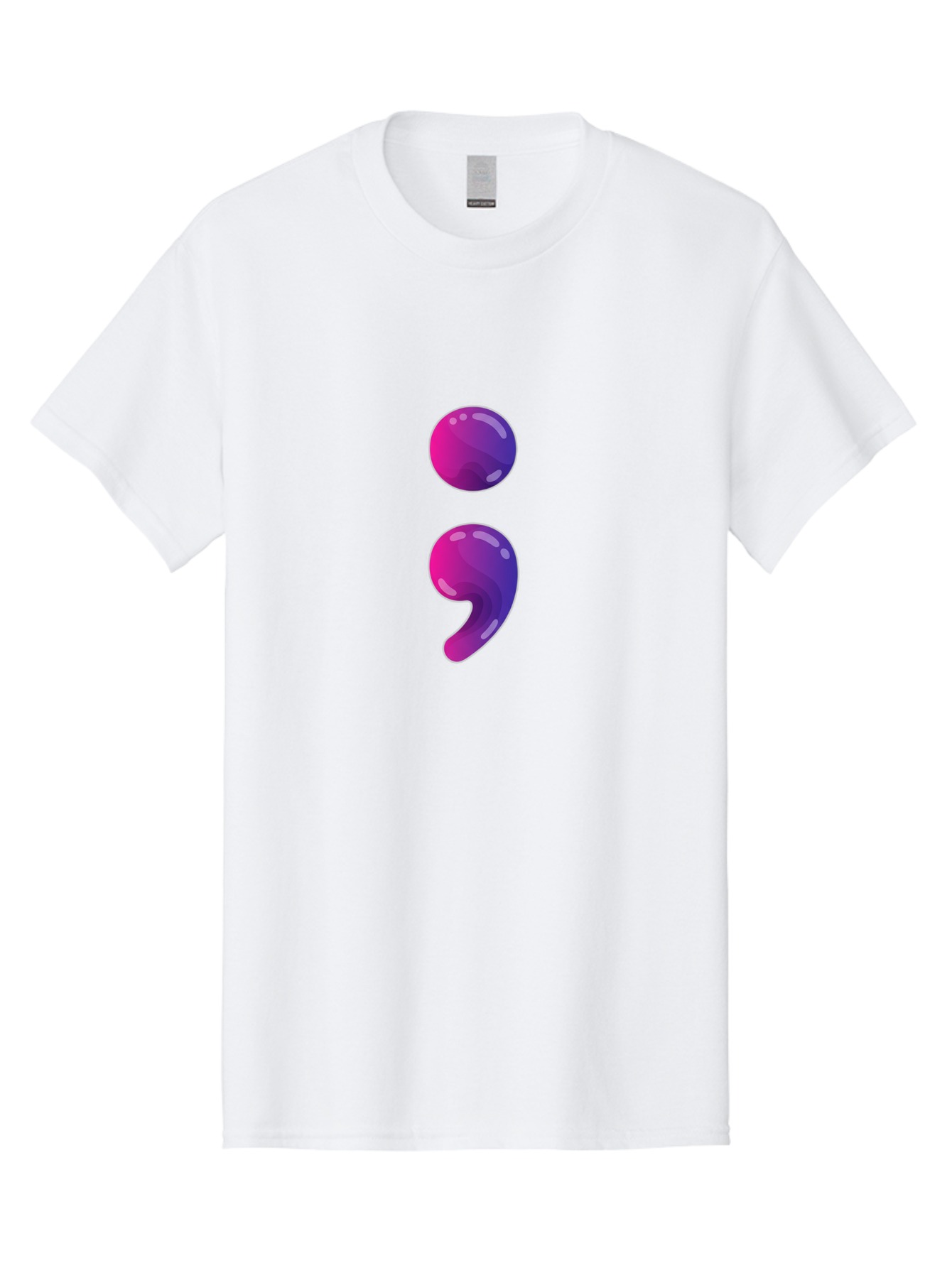 Semicolon-2 Men'S Graphic Tee, 100% Cotton, Comfortable Casual Summer Wear, Machine Washable, Colon And Semicolon Symbol, Punctuation Marks, Shiny Effect, Purple Gradient, Digital Illustration, Creative Typography, Syntax Elements Bae090