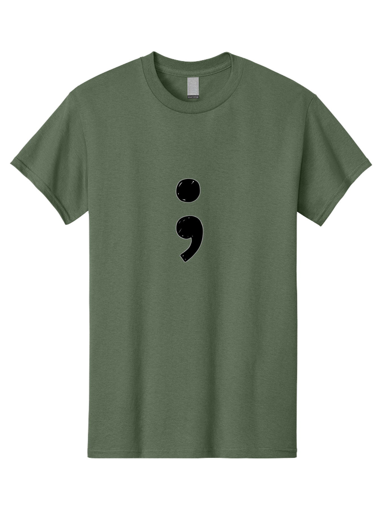 Semicolon-3 Men'S Graphic Tee, 100% Cotton, Comfortable Casual Summer Wear, Machine Washable, Semicolon Symbol, Punctuation Mark, Grammar, Writing, Literature, Black Semicolon, Typography, Language, Symbolism Bae091