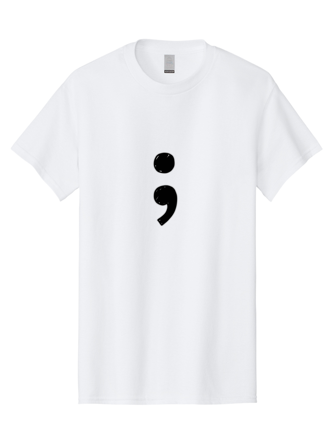 Semicolon-3 Men'S Graphic Tee, 100% Cotton, Comfortable Casual Summer Wear, Machine Washable, Semicolon Symbol, Punctuation Mark, Grammar, Writing, Literature, Black Semicolon, Typography, Language, Symbolism Bae091