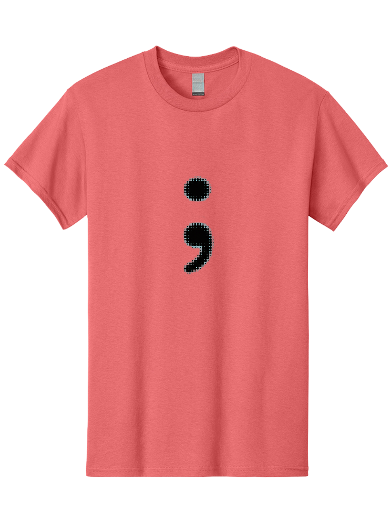 Semicolon-4 Men'S Graphic Tee, 100% Cotton, Comfortable Casual Summer Wear, Machine Washable, Semicolon Punctuation Mark, Pixelated Design, Halftone Effect, Bold Typography, Modern Graphics, Punctuation Symbol Bae092
