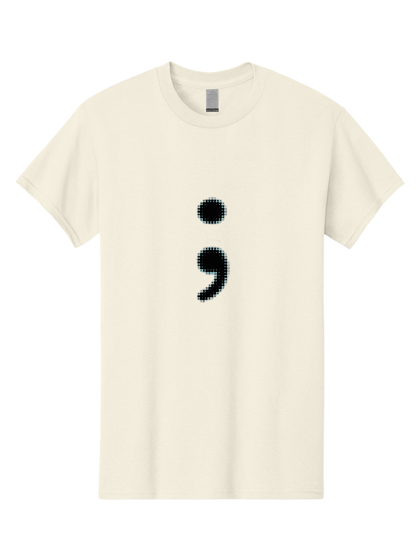 Semicolon-4 Men'S Graphic Tee, 100% Cotton, Comfortable Casual Summer Wear, Machine Washable, Semicolon Punctuation Mark, Pixelated Design, Halftone Effect, Bold Typography, Modern Graphics, Punctuation Symbol Bae092