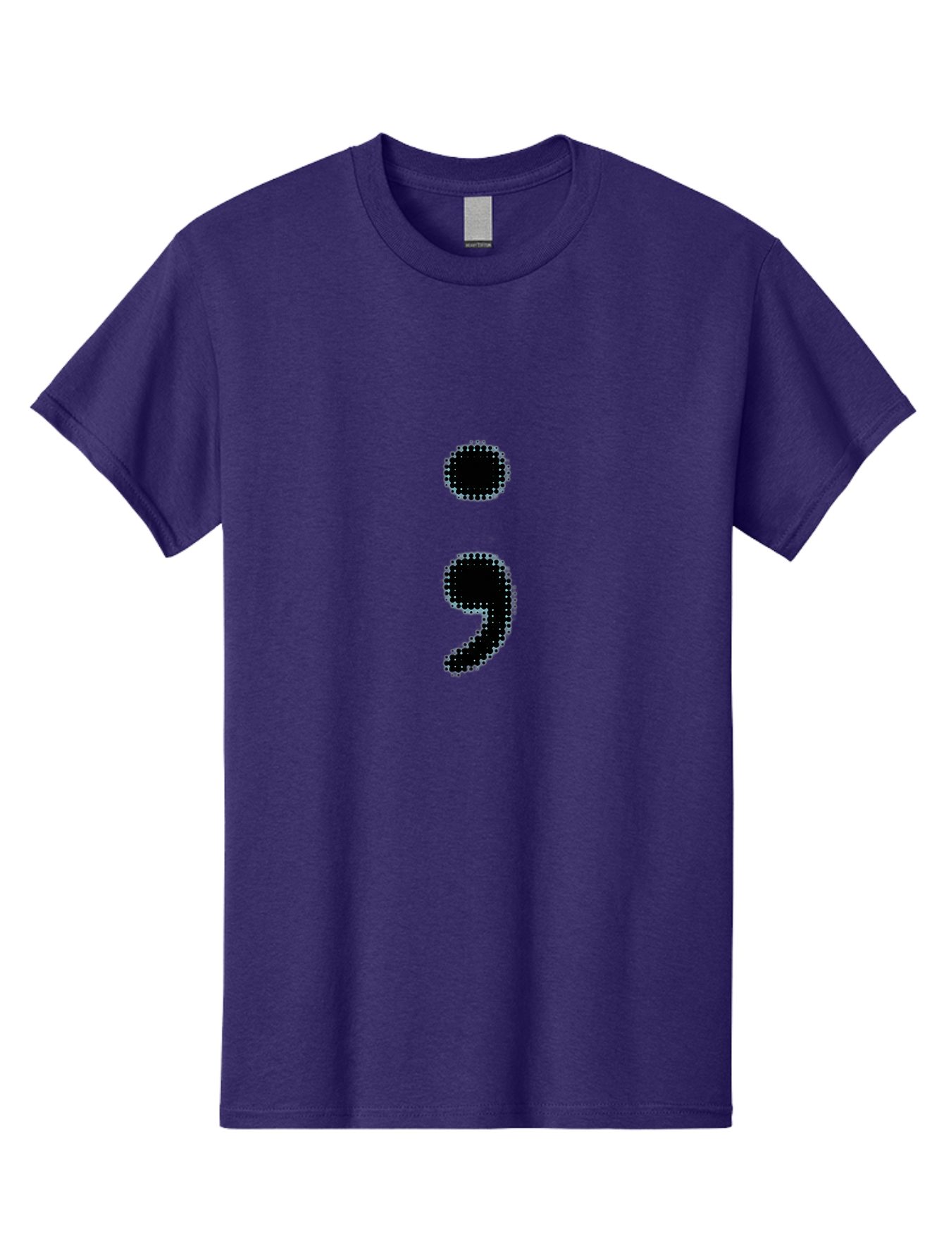 Semicolon-4 Men'S Graphic Tee, 100% Cotton, Comfortable Casual Summer Wear, Machine Washable, Semicolon Punctuation Mark, Pixelated Design, Halftone Effect, Bold Typography, Modern Graphics, Punctuation Symbol Bae092