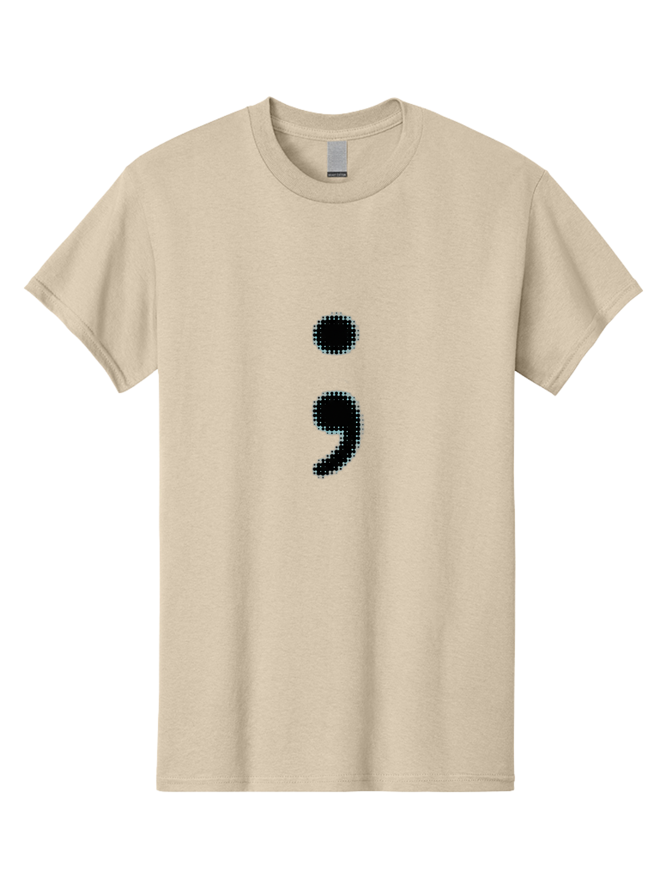 Semicolon-4 Men'S Graphic Tee, 100% Cotton, Comfortable Casual Summer Wear, Machine Washable, Semicolon Punctuation Mark, Pixelated Design, Halftone Effect, Bold Typography, Modern Graphics, Punctuation Symbol Bae092