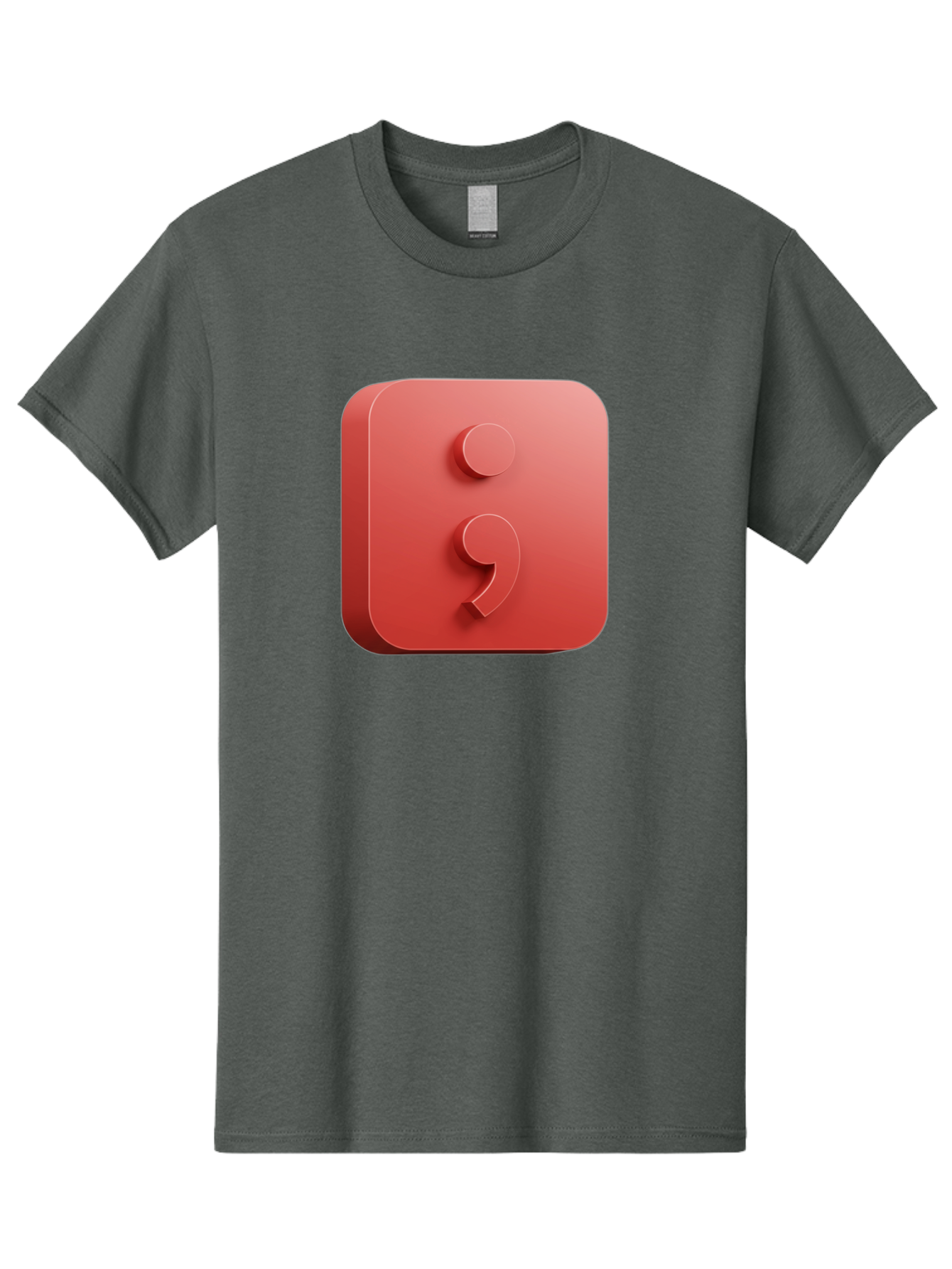 Semicolon-5 Men'S Graphic Tee, 100% Cotton, Comfortable Casual Summer Wear, Machine Washable, Semicolon Punctuation Mark, Red Icon, 3D Design, Symbol, Grammar, Writing, Language, Punctuation Symbol, Typography Bae093