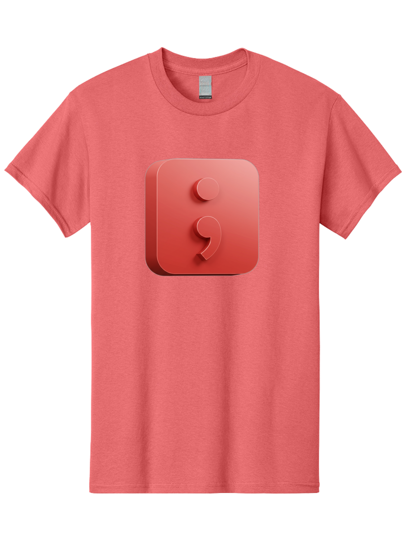 Semicolon-5 Men'S Graphic Tee, 100% Cotton, Comfortable Casual Summer Wear, Machine Washable, Semicolon Punctuation Mark, Red Icon, 3D Design, Symbol, Grammar, Writing, Language, Punctuation Symbol, Typography Bae093