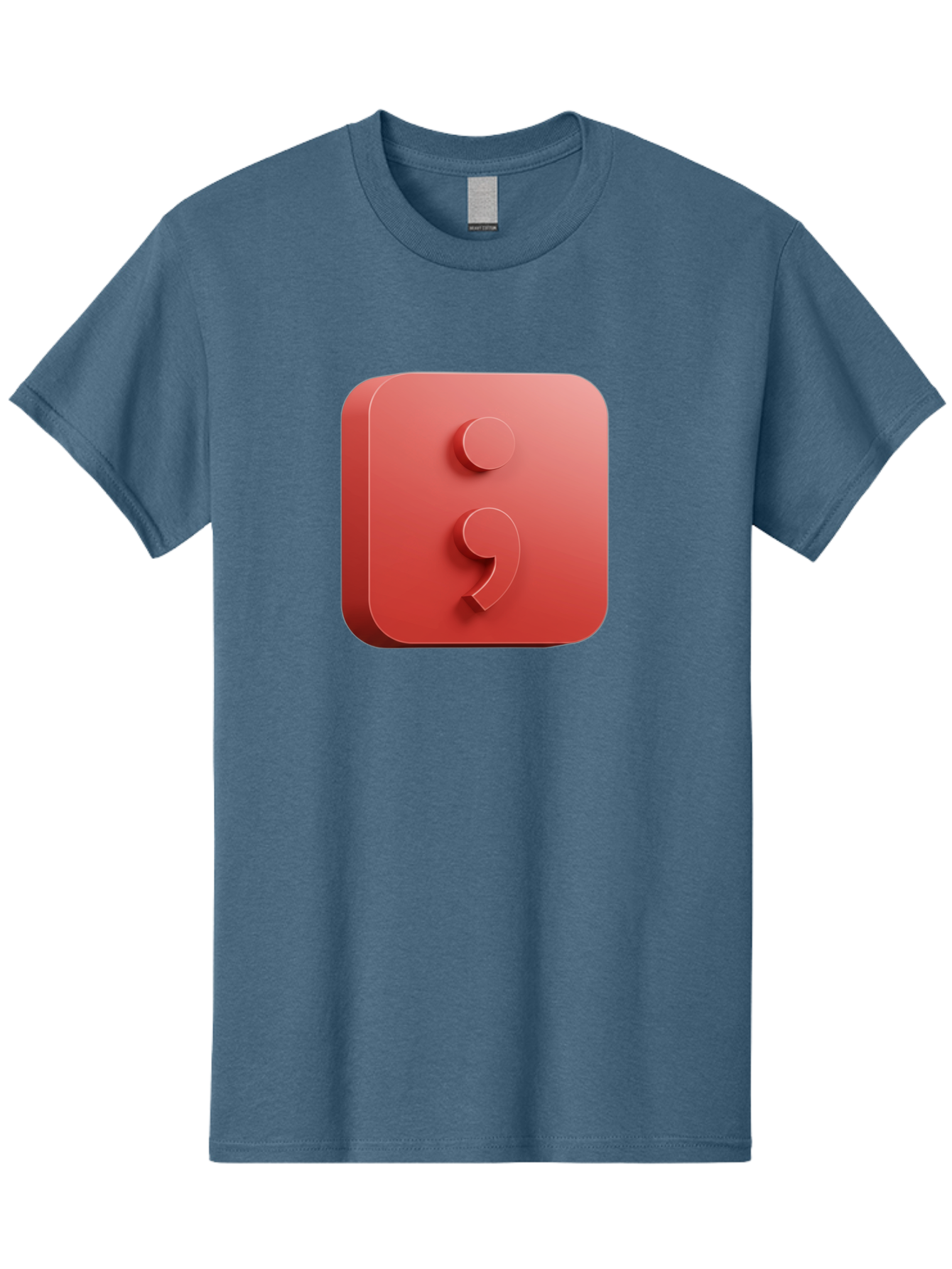 Semicolon-5 Men'S Graphic Tee, 100% Cotton, Comfortable Casual Summer Wear, Machine Washable, Semicolon Punctuation Mark, Red Icon, 3D Design, Symbol, Grammar, Writing, Language, Punctuation Symbol, Typography Bae093