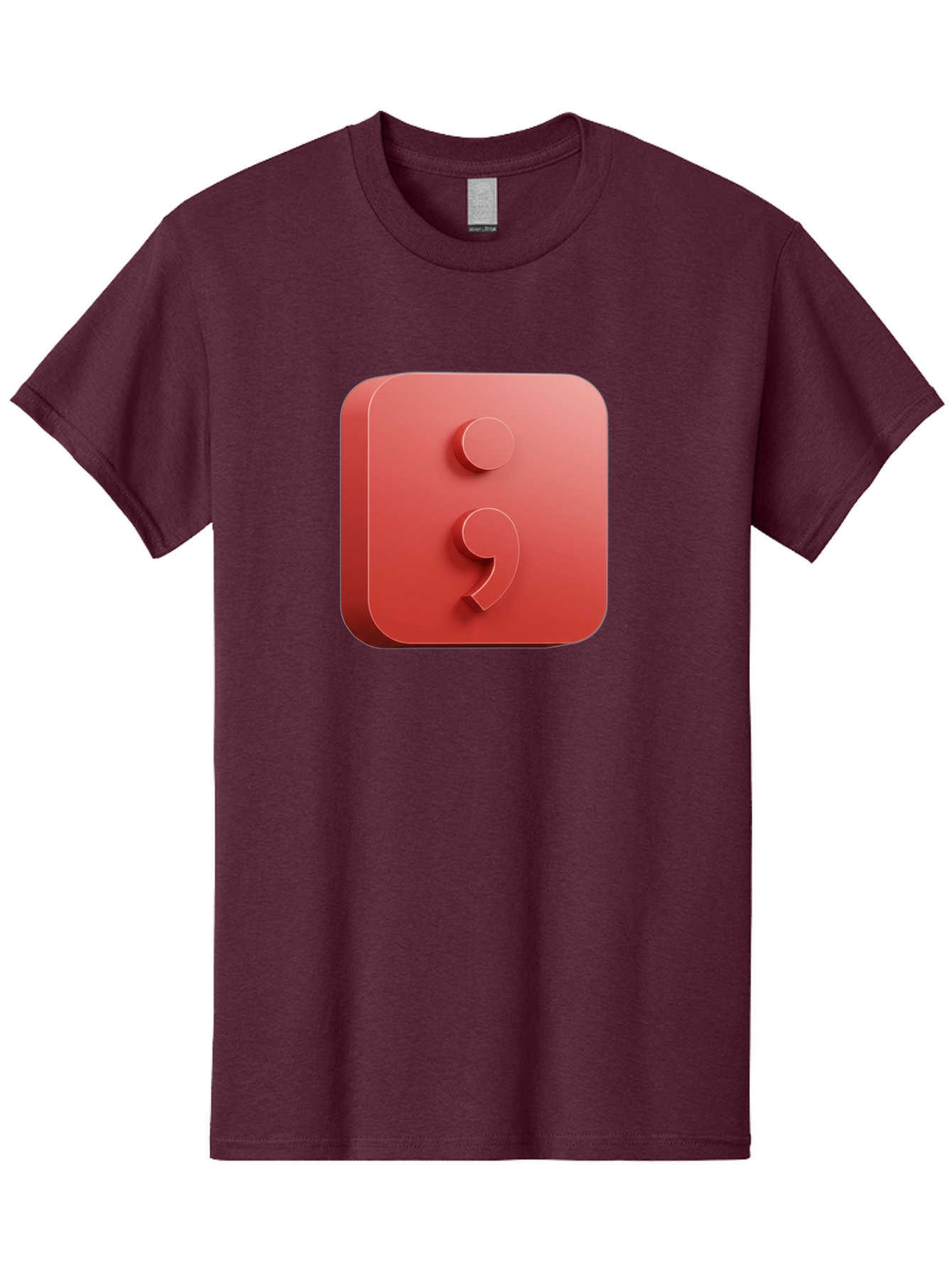 Semicolon-5 Men'S Graphic Tee, 100% Cotton, Comfortable Casual Summer Wear, Machine Washable, Semicolon Punctuation Mark, Red Icon, 3D Design, Symbol, Grammar, Writing, Language, Punctuation Symbol, Typography Bae093