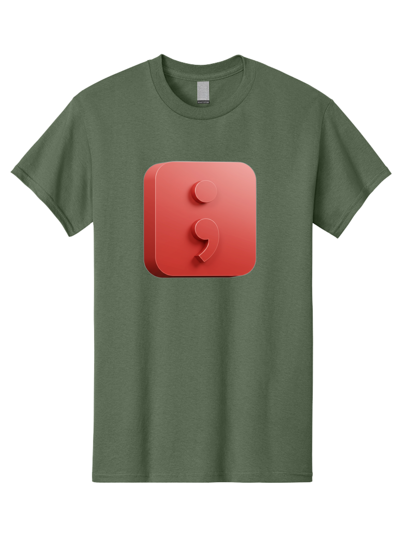 Semicolon-5 Men'S Graphic Tee, 100% Cotton, Comfortable Casual Summer Wear, Machine Washable, Semicolon Punctuation Mark, Red Icon, 3D Design, Symbol, Grammar, Writing, Language, Punctuation Symbol, Typography Bae093