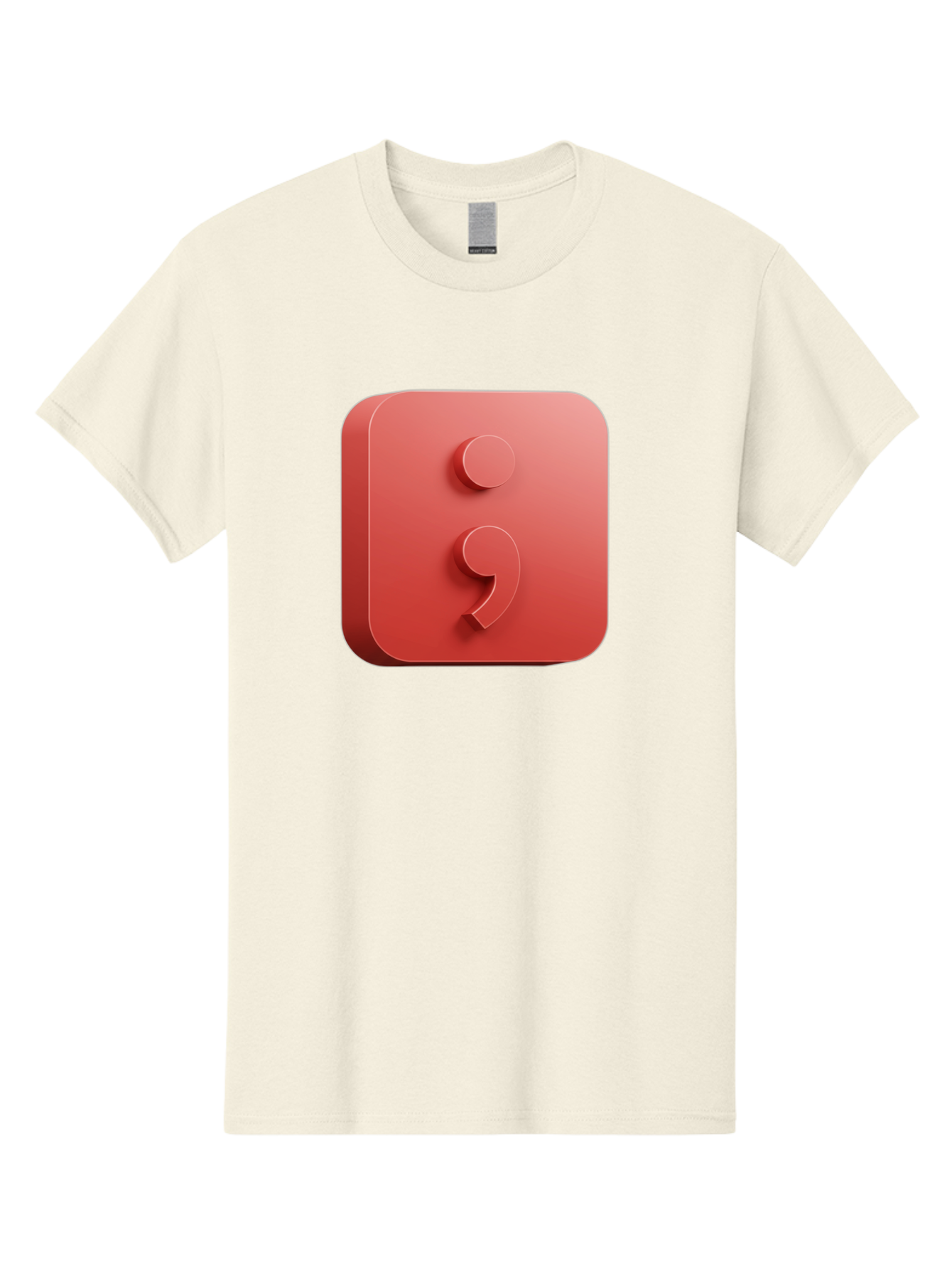Semicolon-5 Men'S Graphic Tee, 100% Cotton, Comfortable Casual Summer Wear, Machine Washable, Semicolon Punctuation Mark, Red Icon, 3D Design, Symbol, Grammar, Writing, Language, Punctuation Symbol, Typography Bae093