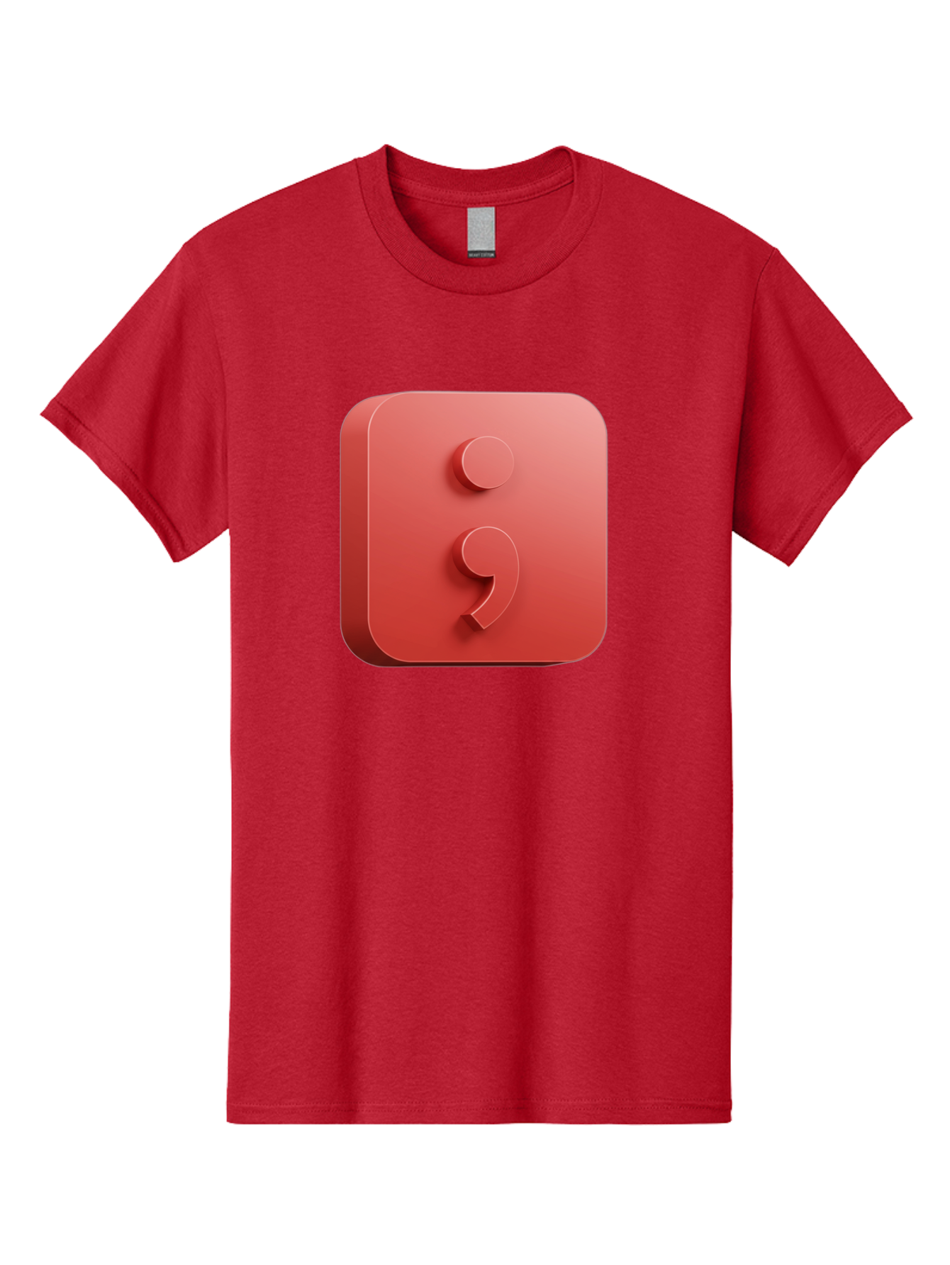 Semicolon-5 Men'S Graphic Tee, 100% Cotton, Comfortable Casual Summer Wear, Machine Washable, Semicolon Punctuation Mark, Red Icon, 3D Design, Symbol, Grammar, Writing, Language, Punctuation Symbol, Typography Bae093