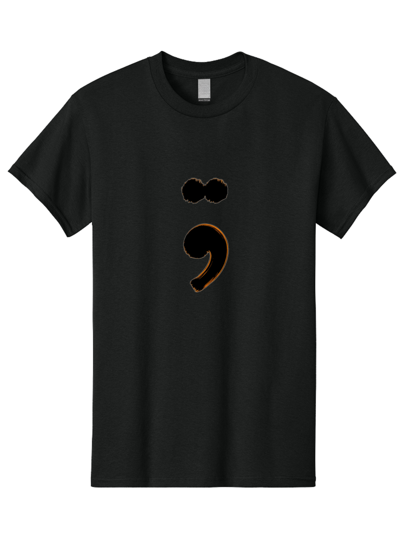 Semicolon-Eyes Men'S Graphic Tee, 100% Cotton, Comfortable Casual Summer Wear, Machine Washable, Semicolon Symbol, Punctuation Mark, Grammatical Sign, Typography, Black Semicolon, Emotional Symbol, Mental Health Awareness Bae095