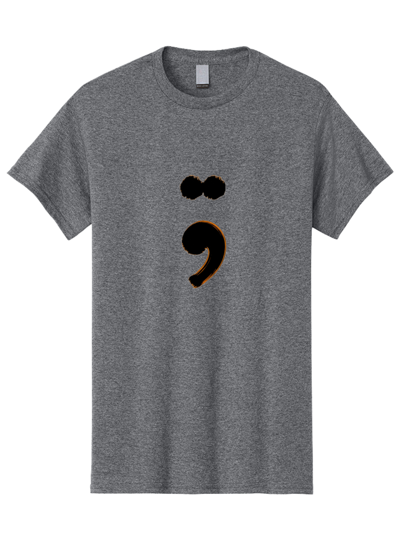 Semicolon-Eyes Men'S Graphic Tee, 100% Cotton, Comfortable Casual Summer Wear, Machine Washable, Semicolon Symbol, Punctuation Mark, Grammatical Sign, Typography, Black Semicolon, Emotional Symbol, Mental Health Awareness Bae095