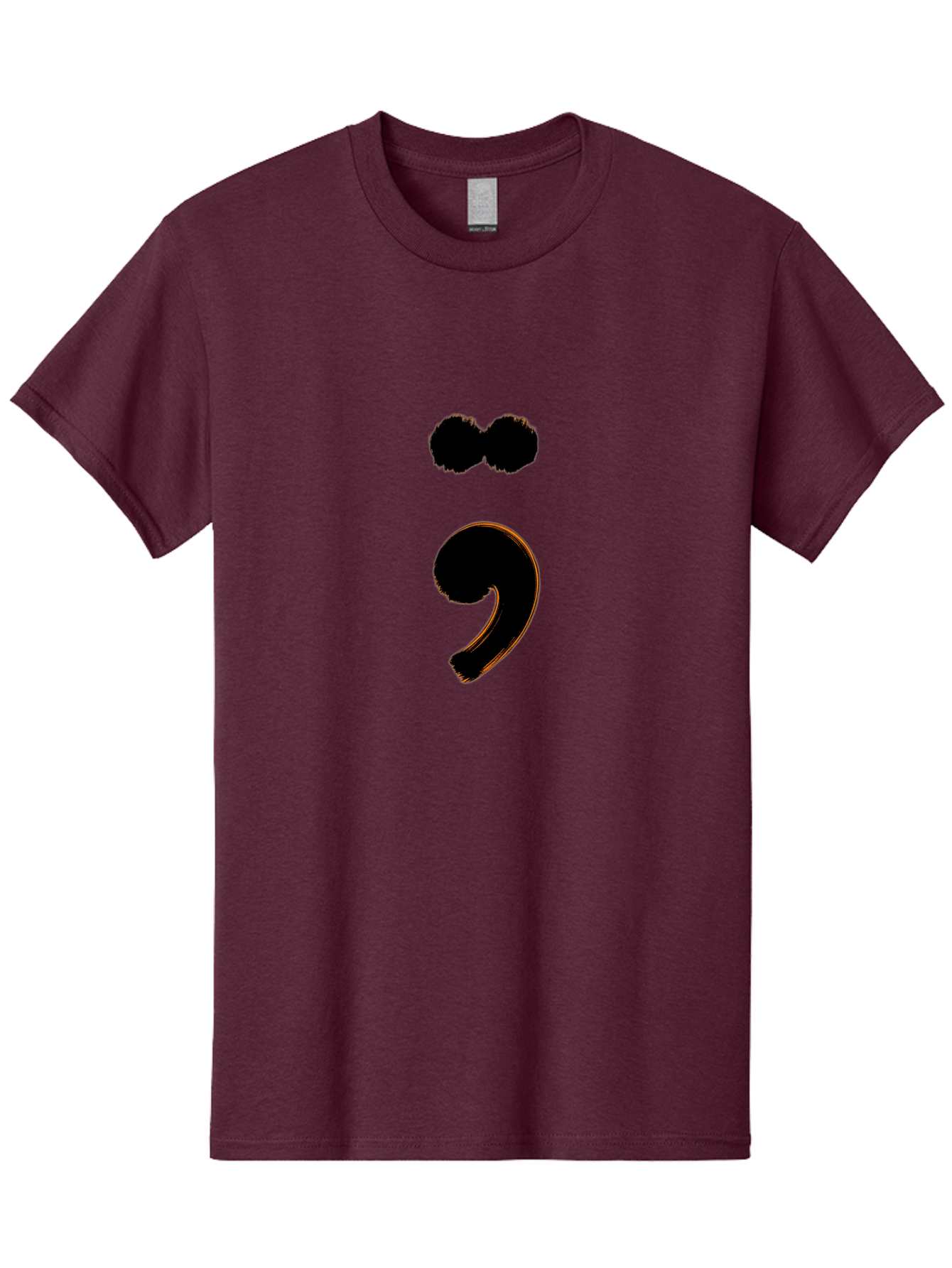 Semicolon-Eyes Men'S Graphic Tee, 100% Cotton, Comfortable Casual Summer Wear, Machine Washable, Semicolon Symbol, Punctuation Mark, Grammatical Sign, Typography, Black Semicolon, Emotional Symbol, Mental Health Awareness Bae095