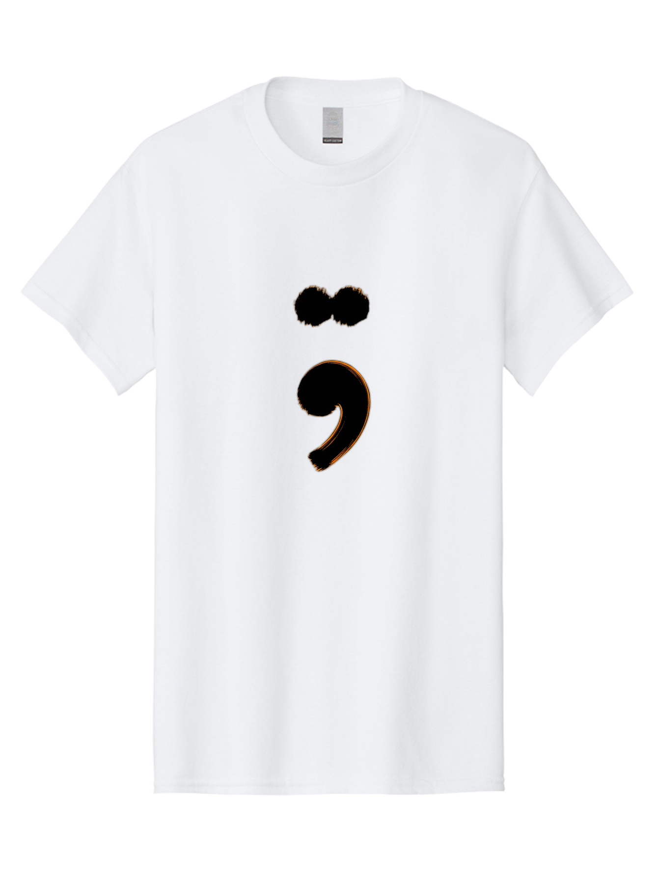 Semicolon-Eyes Men'S Graphic Tee, 100% Cotton, Comfortable Casual Summer Wear, Machine Washable, Semicolon Symbol, Punctuation Mark, Grammatical Sign, Typography, Black Semicolon, Emotional Symbol, Mental Health Awareness Bae095
