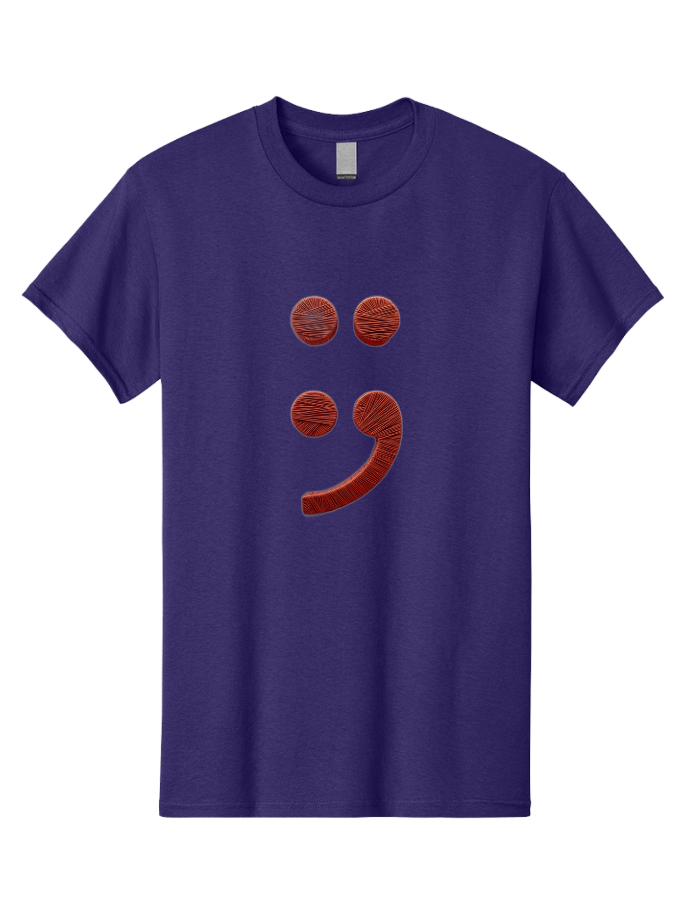 Semicolon-Smiley Men'S Graphic Tee, 100% Cotton, Comfortable Casual Summer Wear, Machine Washable, Semicolon Project Symbol, Mental Health Awareness Emoji, Red Textured Punctuation, Creative Typography, Emotional Expression, Quirky Design, Bae097