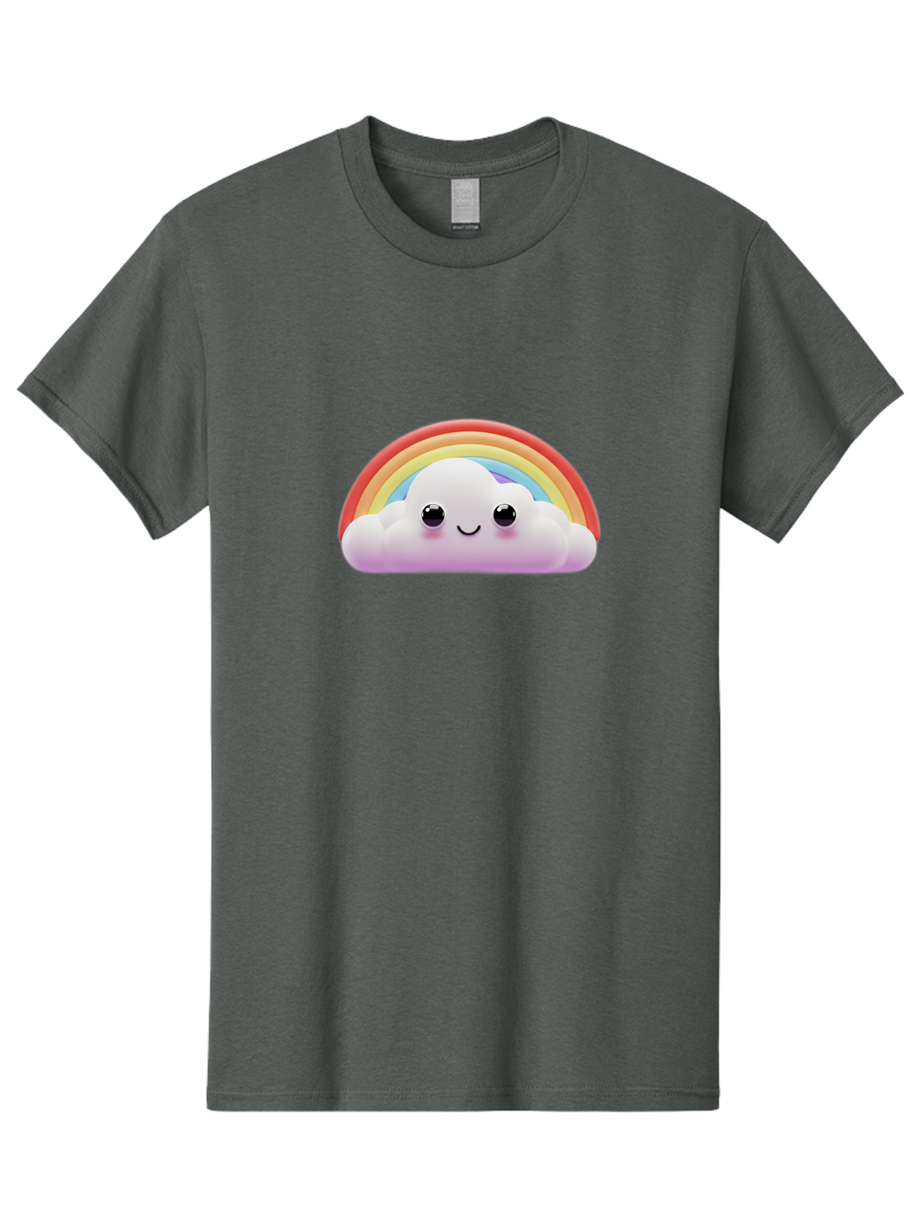 Smiling-Cloud-Rainbow Men'S Graphic Tee, 100% Cotton, Comfortable Casual Summer Wear, Machine Washable, Happy Cloud, Rainbow Colors, Vibrant Illustration, Cute Character, Cartoon Style, Smiling Face, Colorful Graphics, Joyful Atmosphere, Bae102