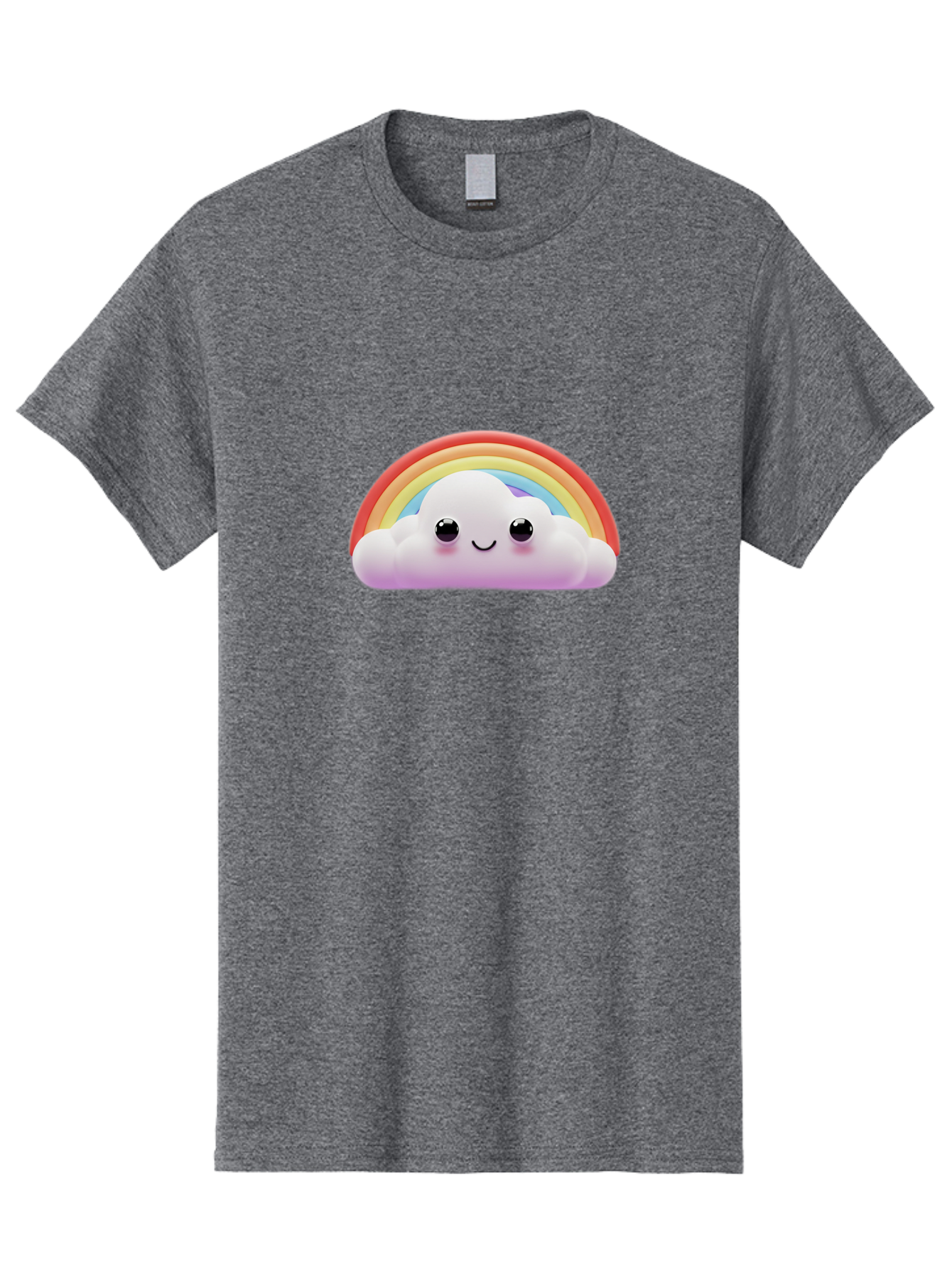 Smiling-Cloud-Rainbow Men'S Graphic Tee, 100% Cotton, Comfortable Casual Summer Wear, Machine Washable, Happy Cloud, Rainbow Colors, Vibrant Illustration, Cute Character, Cartoon Style, Smiling Face, Colorful Graphics, Joyful Atmosphere, Bae102