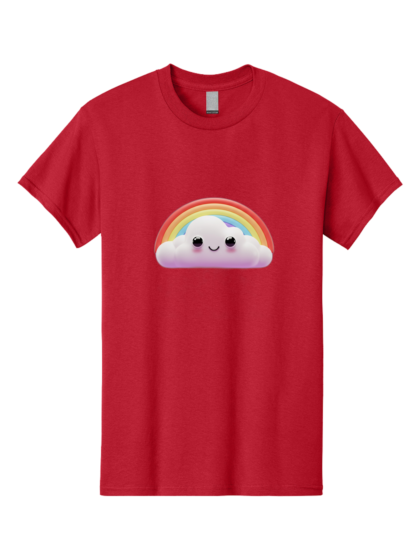 Smiling-Cloud-Rainbow Men'S Graphic Tee, 100% Cotton, Comfortable Casual Summer Wear, Machine Washable, Happy Cloud, Rainbow Colors, Vibrant Illustration, Cute Character, Cartoon Style, Smiling Face, Colorful Graphics, Joyful Atmosphere, Bae102