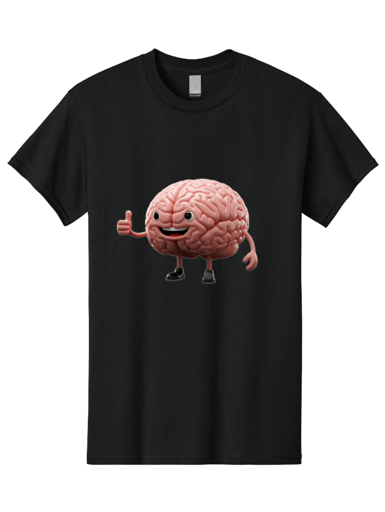 Thumbs-Up-Brain Men'S Graphic Tee, 100% Cotton, Comfortable Casual Summer Wear, Machine Washable, Human Brain Character, Cartoon Brain, Thumbs Up Gesture, Happy Expression, Anthropomorphic Organ, Cognitive Function, Mental Health Awareness, Bae107