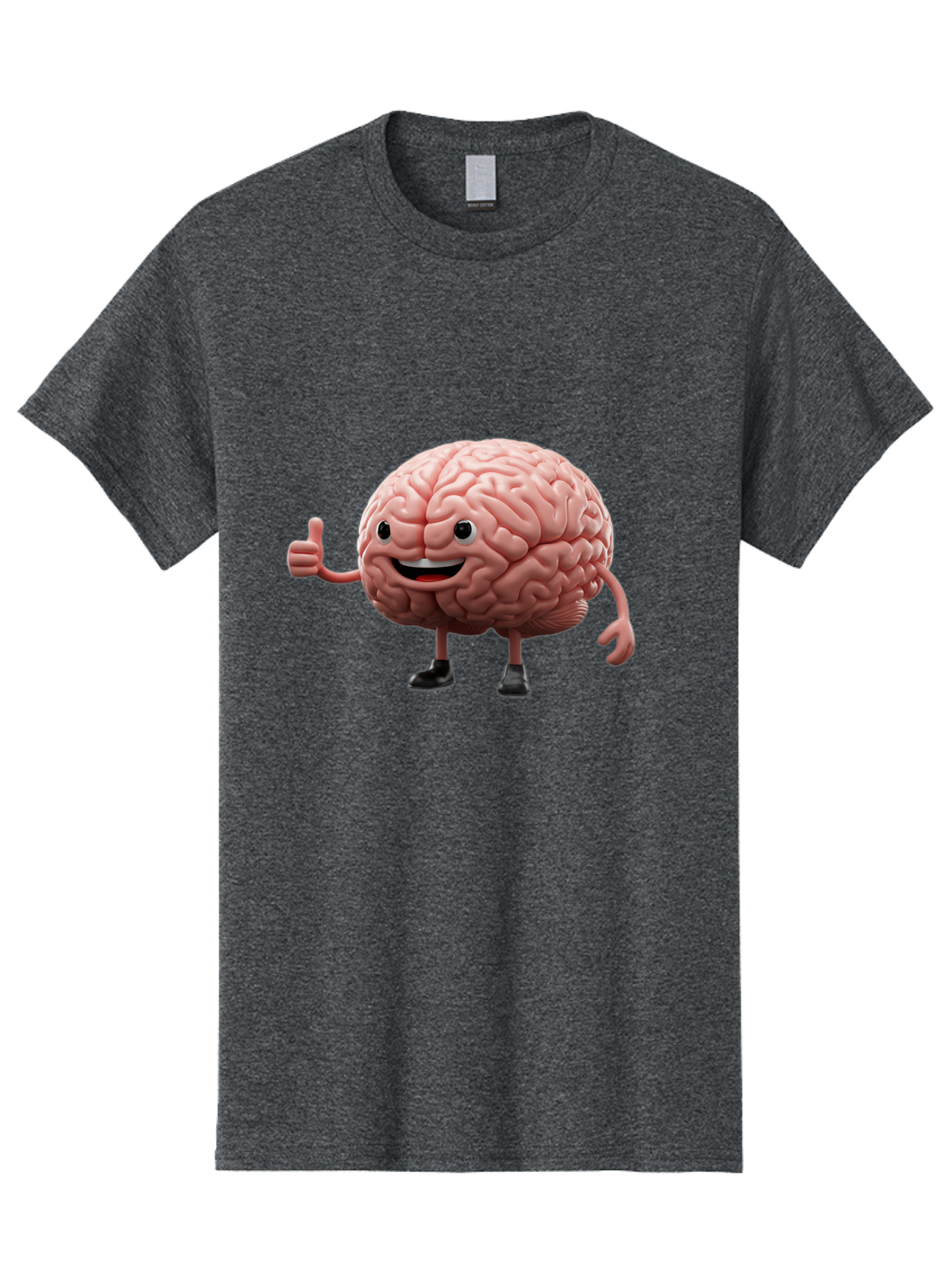 Thumbs-Up-Brain Men'S Graphic Tee, 100% Cotton, Comfortable Casual Summer Wear, Machine Washable, Human Brain Character, Cartoon Brain, Thumbs Up Gesture, Happy Expression, Anthropomorphic Organ, Cognitive Function, Mental Health Awareness, Bae107