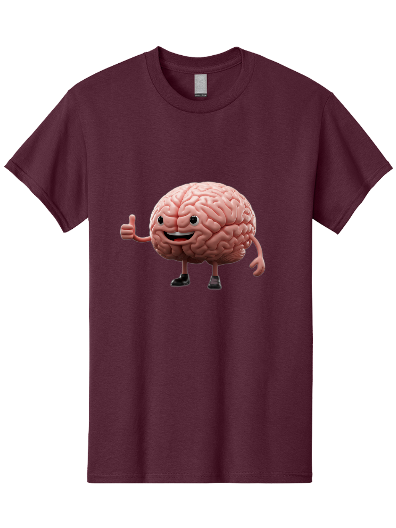 Thumbs-Up-Brain Men'S Graphic Tee, 100% Cotton, Comfortable Casual Summer Wear, Machine Washable, Human Brain Character, Cartoon Brain, Thumbs Up Gesture, Happy Expression, Anthropomorphic Organ, Cognitive Function, Mental Health Awareness, Bae107