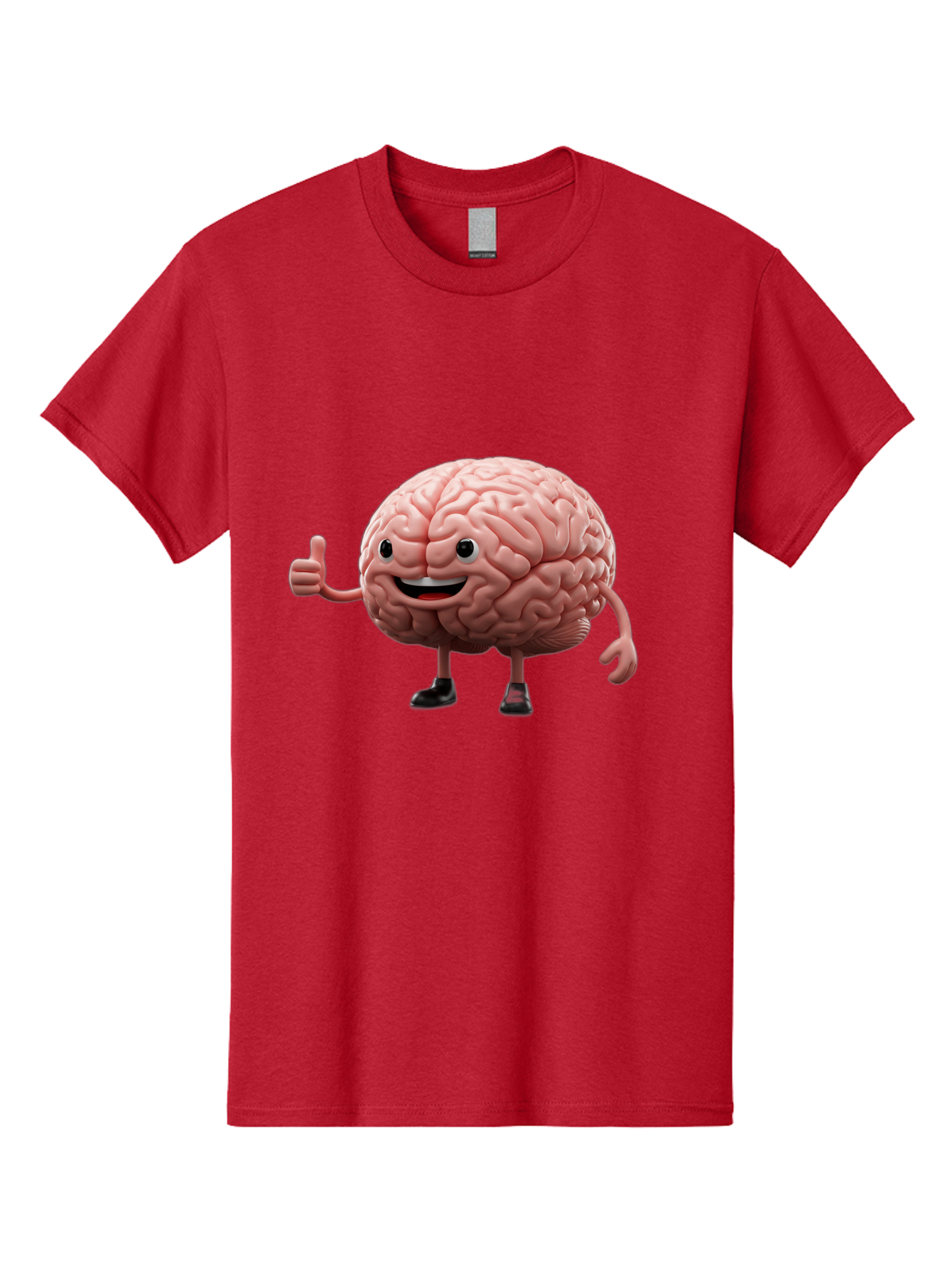 Thumbs-Up-Brain Men'S Graphic Tee, 100% Cotton, Comfortable Casual Summer Wear, Machine Washable, Human Brain Character, Cartoon Brain, Thumbs Up Gesture, Happy Expression, Anthropomorphic Organ, Cognitive Function, Mental Health Awareness, Bae107