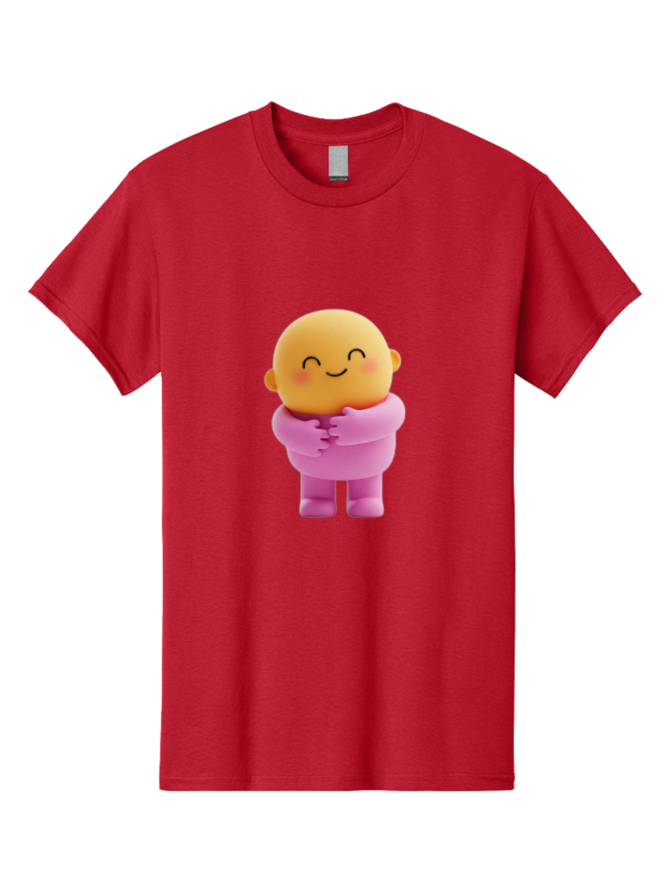 Baby-Figurine Men'S Graphic Tee, 100% Cotton, Comfortable Casual Summer Wear, Machine Washable, Cute Cartoon Character, Smiling Face, Pink Outfit, Hugging Self, Adorable Illustration, Kawaii Art, Lovable Persona, Childlike Charm Bae123