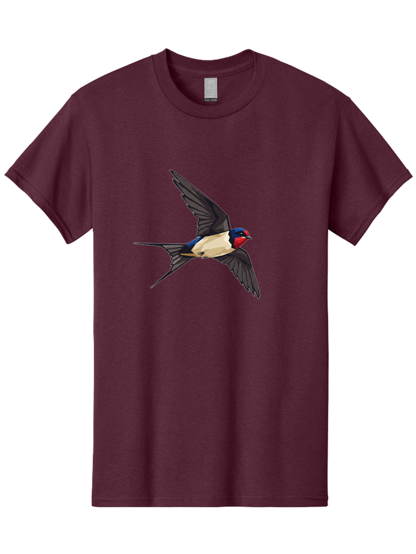 Barn-Swallow Men'S Graphic Tee, 100% Cotton, Comfortable Casual Summer Wear, Machine Washable, Swallow Bird In Flight, Bird Flying, Wings Spread, Colorful Plumage, Red Face, Blue Head, White Belly, Black Wings, Wildlife, Nature Graphics, Bae125