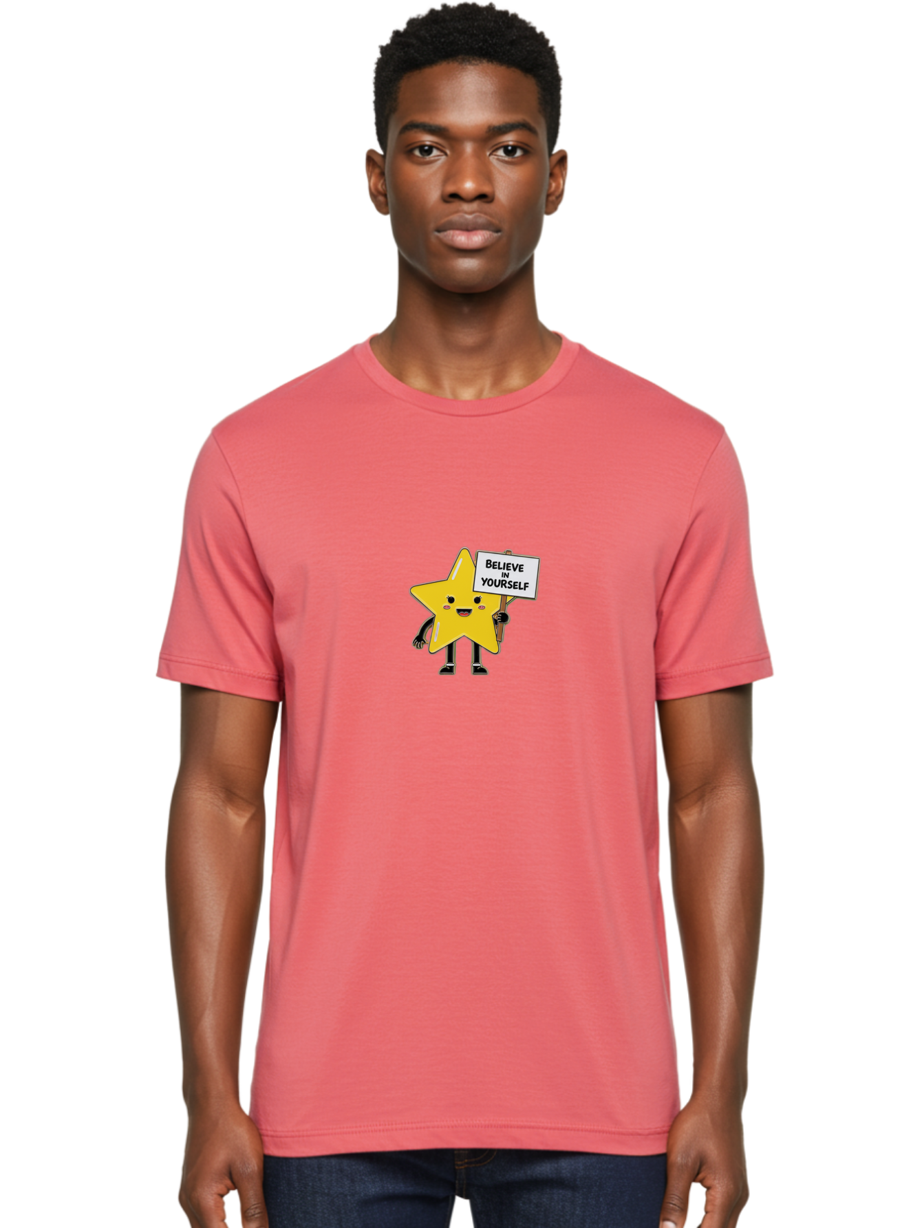 Believe-In-Yourself-5 Men'S Graphic Tee, 100% Cotton, Comfortable Casual Summer Wear, Machine Washable, Motivational Star, Believe In Yourself, Positivity, Inspiration, Confidence, Empowerment, Self-Love, Encouragement, Motivational Quotes, Bae131