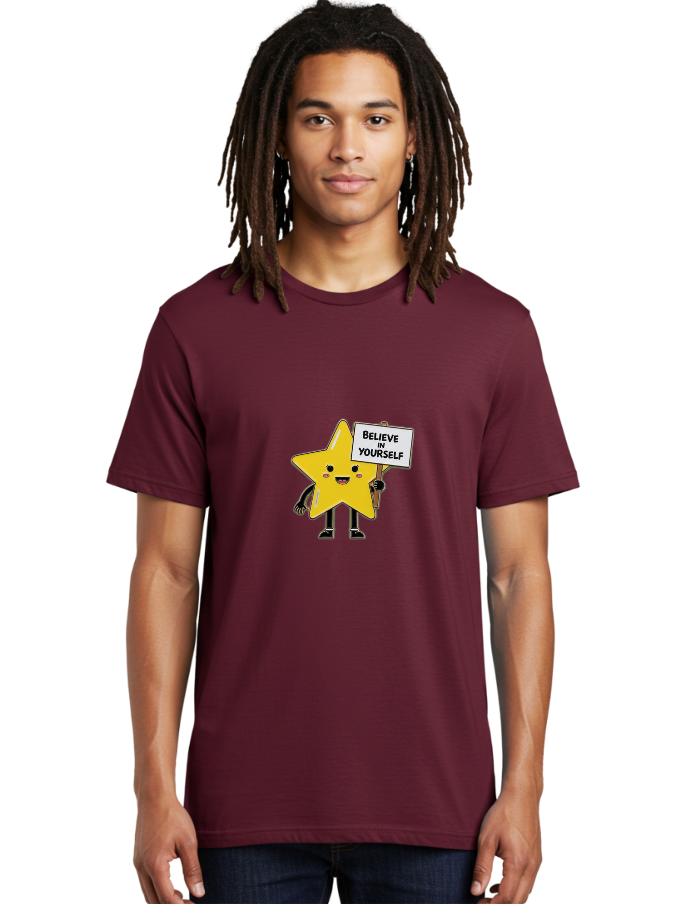 Believe-In-Yourself-5 Men'S Graphic Tee, 100% Cotton, Comfortable Casual Summer Wear, Machine Washable, Motivational Star, Believe In Yourself, Positivity, Inspiration, Confidence, Empowerment, Self-Love, Encouragement, Motivational Quotes, Bae131