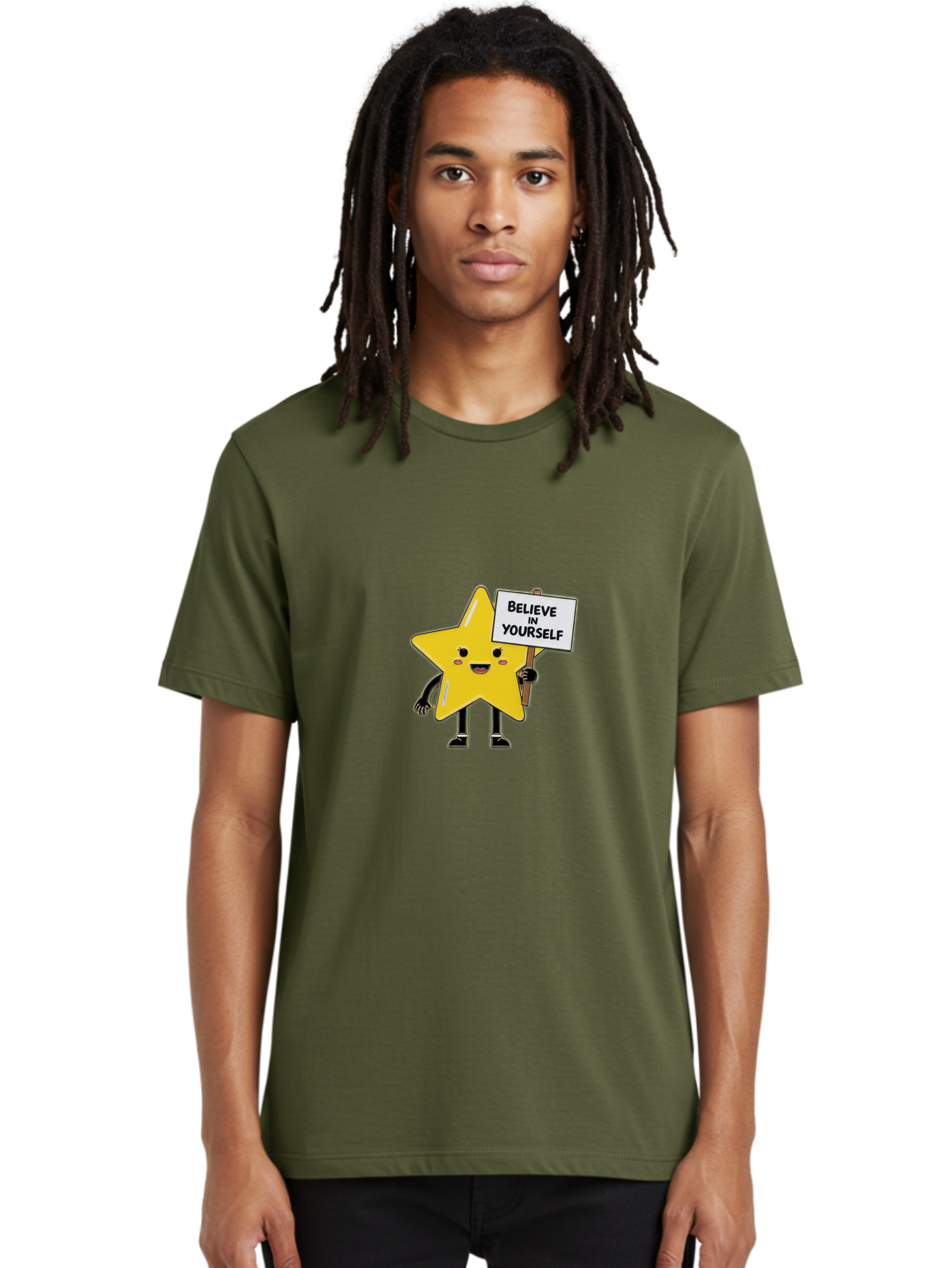 Believe-In-Yourself-5 Men'S Graphic Tee, 100% Cotton, Comfortable Casual Summer Wear, Machine Washable, Motivational Star, Believe In Yourself, Positivity, Inspiration, Confidence, Empowerment, Self-Love, Encouragement, Motivational Quotes, Bae131