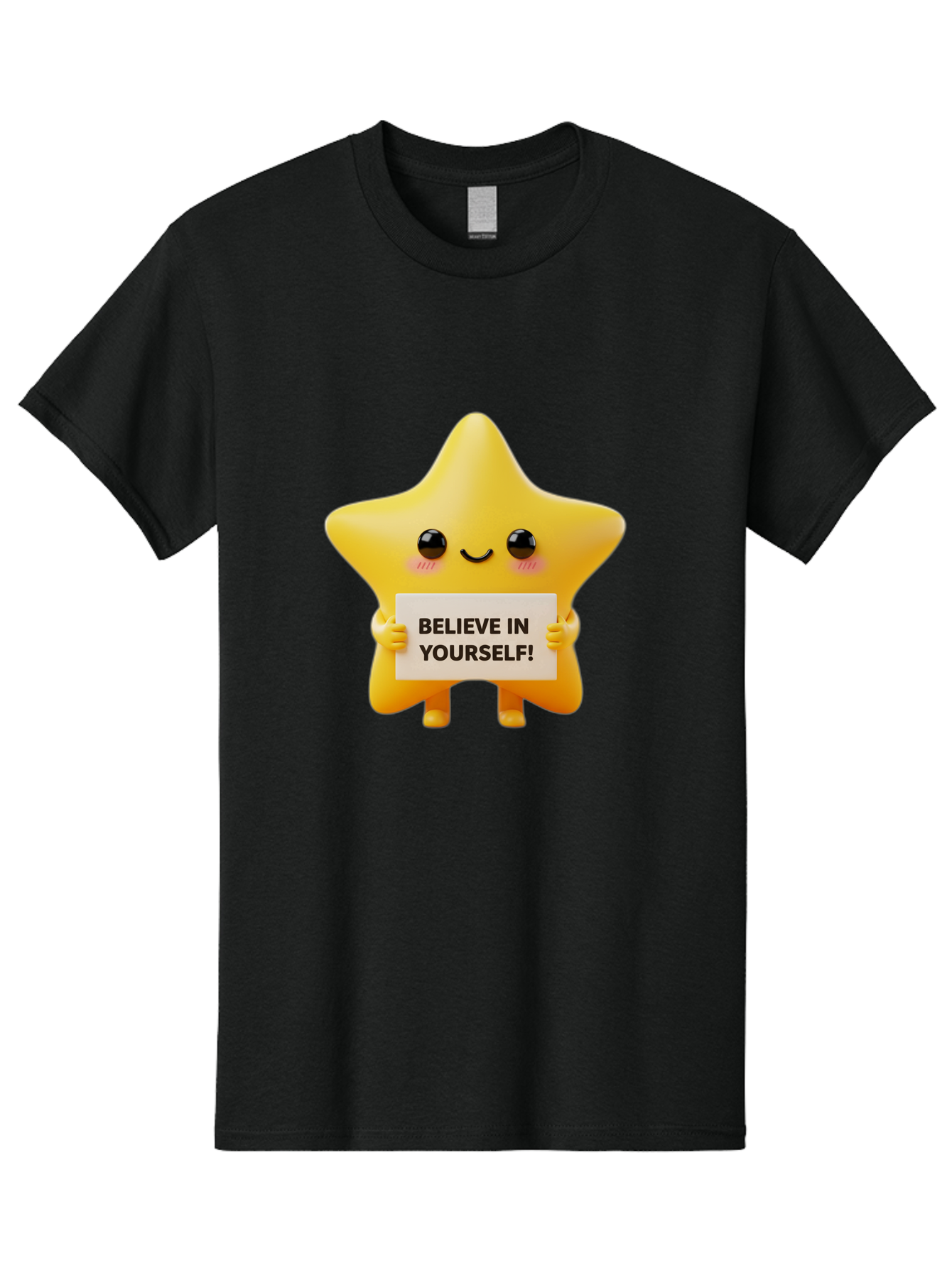 Believe-In-Yourself Men'S Graphic Tee, 100% Cotton, Comfortable Casual Summer Wear, Machine Washable, Cute Star Character, Positive Message, Motivational Quote, Believe In Yourself, Inspirational Graphic, Self-Confidence, Encouragement Bae136