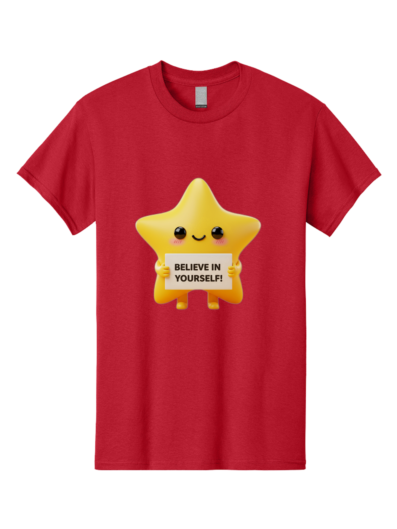 Believe-In-Yourself Men'S Graphic Tee, 100% Cotton, Comfortable Casual Summer Wear, Machine Washable, Cute Star Character, Positive Message, Motivational Quote, Believe In Yourself, Inspirational Graphic, Self-Confidence, Encouragement Bae136