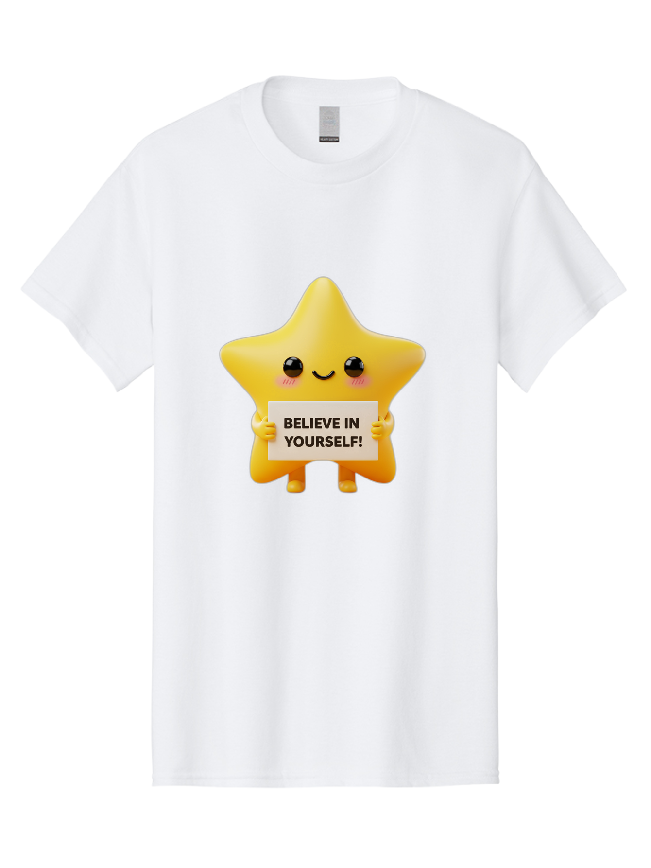 Believe-In-Yourself Men'S Graphic Tee, 100% Cotton, Comfortable Casual Summer Wear, Machine Washable, Cute Star Character, Positive Message, Motivational Quote, Believe In Yourself, Inspirational Graphic, Self-Confidence, Encouragement Bae136