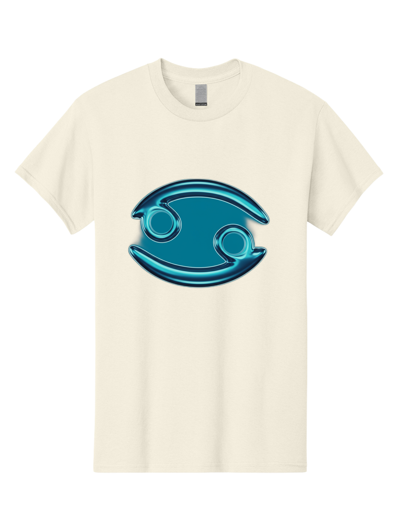 Blue-Pacman Men'S Graphic Tee, 100% Cotton, Comfortable Casual Summer Wear, Machine Washable, Blue Metallic Fish Logo, Stylized Fish Emblem, Abstract Fish Design, Chrome Effect, Modern Logo Style, Ocean Icon, Futuristic Symbol Bae138