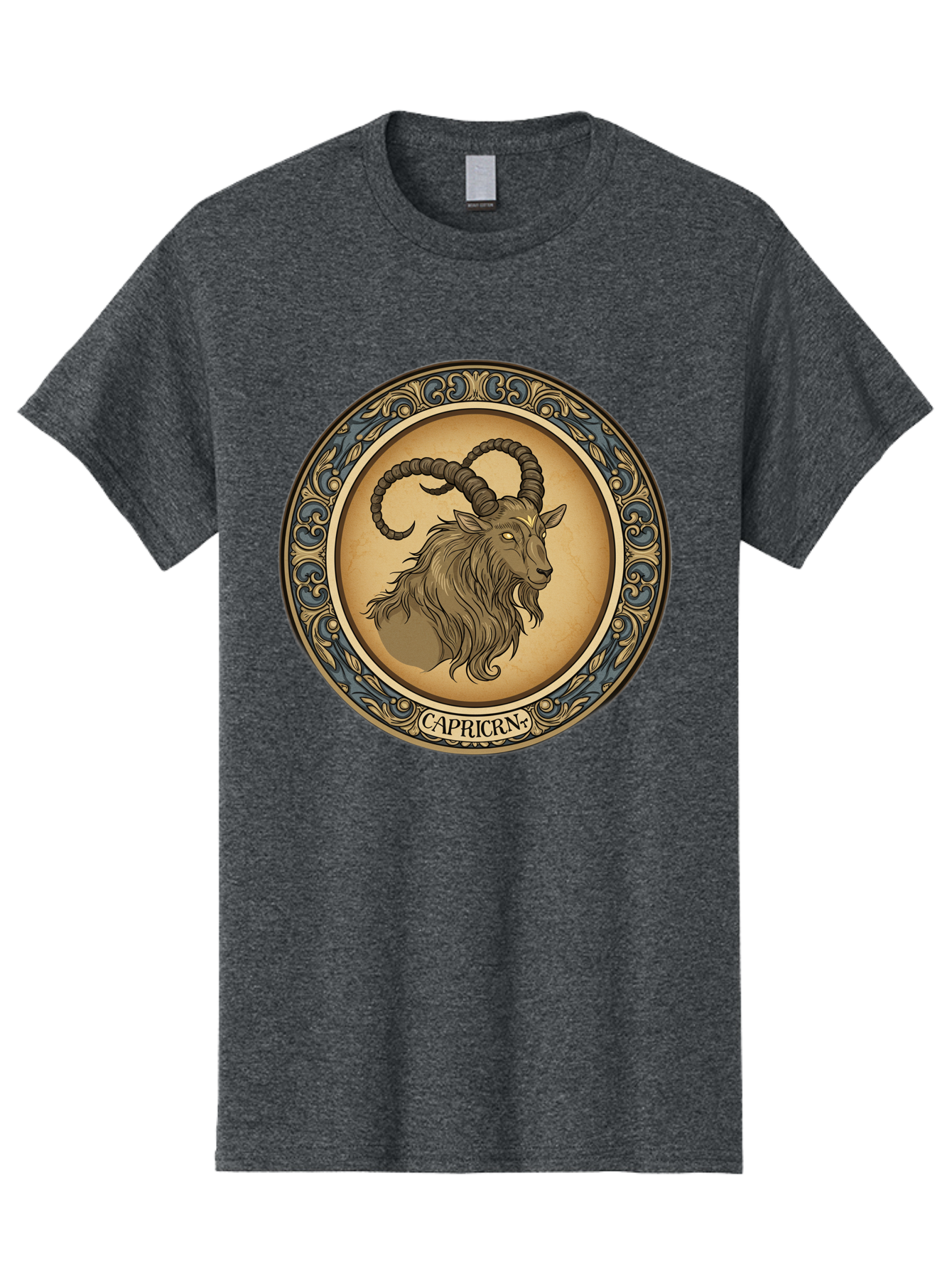 Capricorn-1 Men'S Graphic Tee, 100% Cotton, Comfortable Casual Summer Wear, Machine Washable, Zodiac Sign, Goat Symbol, Horoscope Icon, Astrology, Capricorn Symbol, Goat Illustration, Mystical Signs, Decorative Frame, Astrological Signs Bae144