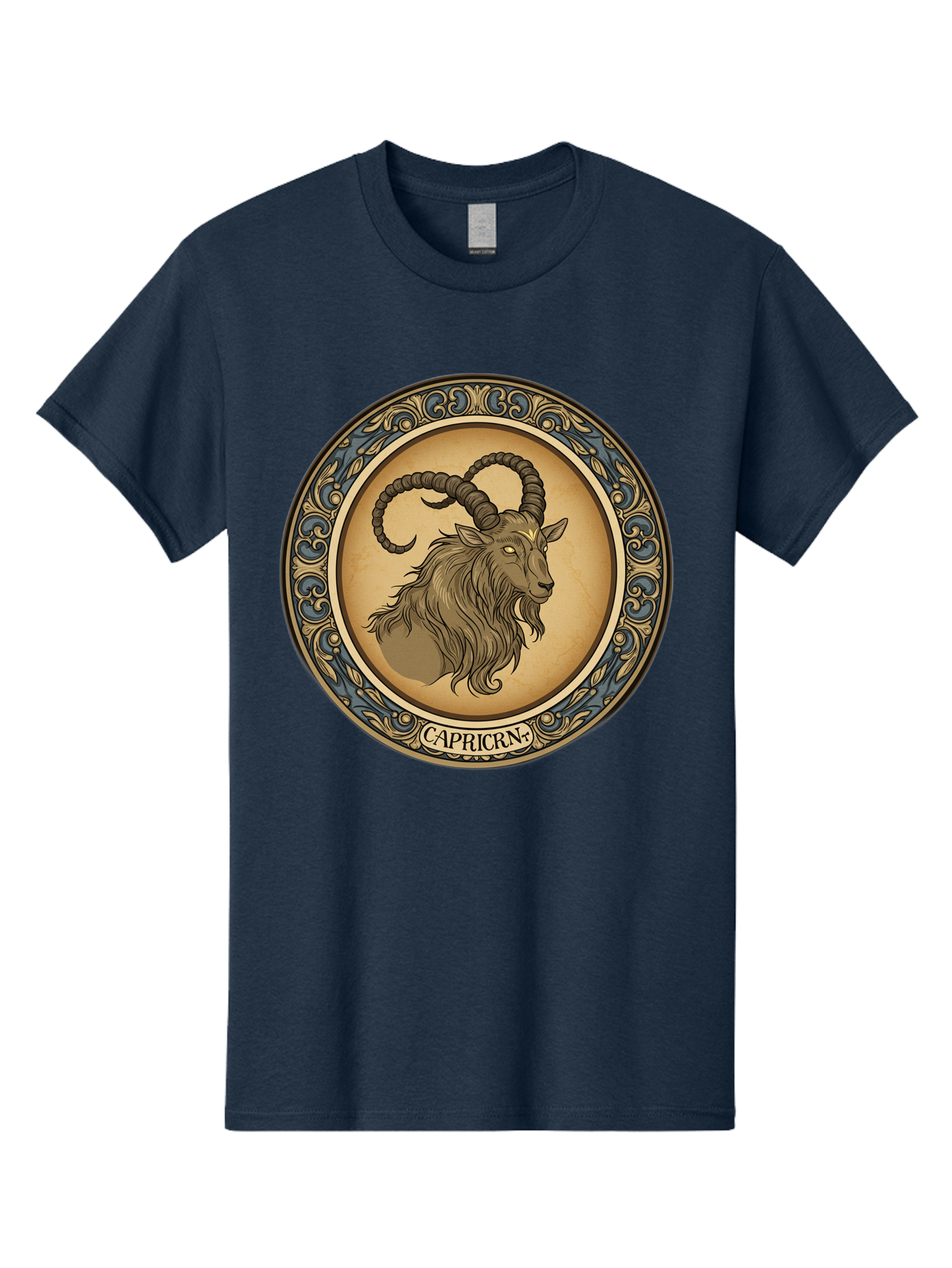 Capricorn-1 Men'S Graphic Tee, 100% Cotton, Comfortable Casual Summer Wear, Machine Washable, Zodiac Sign, Goat Symbol, Horoscope Icon, Astrology, Capricorn Symbol, Goat Illustration, Mystical Signs, Decorative Frame, Astrological Signs Bae144