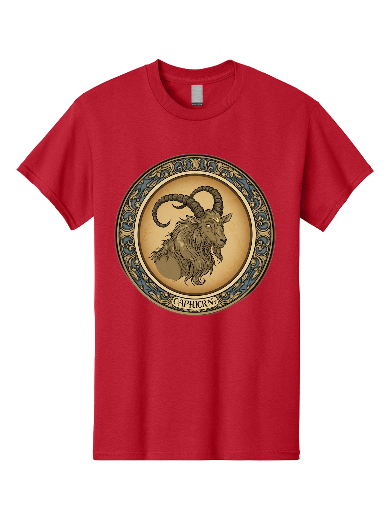 Capricorn-1 Men'S Graphic Tee, 100% Cotton, Comfortable Casual Summer Wear, Machine Washable, Zodiac Sign, Goat Symbol, Horoscope Icon, Astrology, Capricorn Symbol, Goat Illustration, Mystical Signs, Decorative Frame, Astrological Signs Bae144