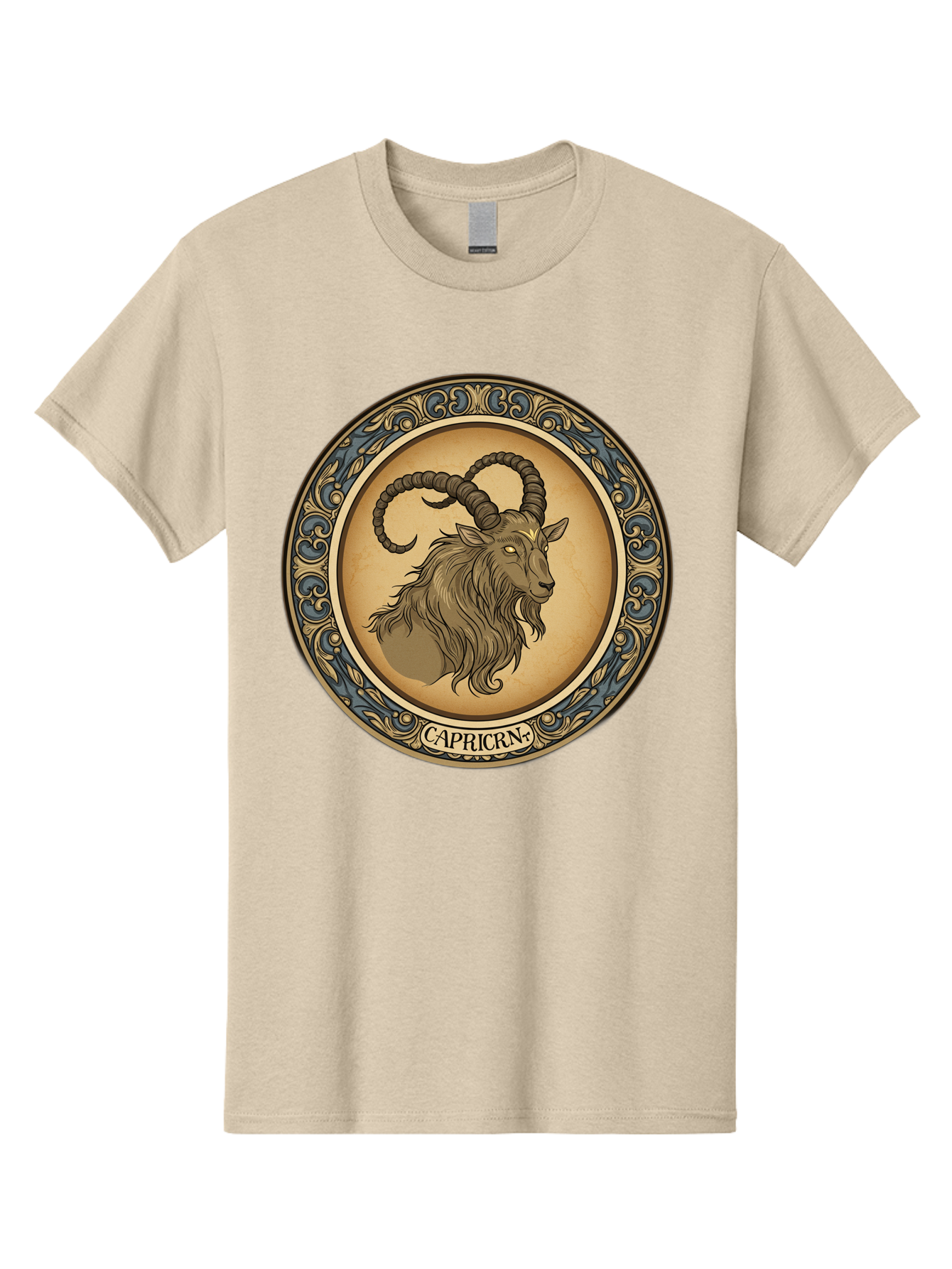 Capricorn-1 Men'S Graphic Tee, 100% Cotton, Comfortable Casual Summer Wear, Machine Washable, Zodiac Sign, Goat Symbol, Horoscope Icon, Astrology, Capricorn Symbol, Goat Illustration, Mystical Signs, Decorative Frame, Astrological Signs Bae144