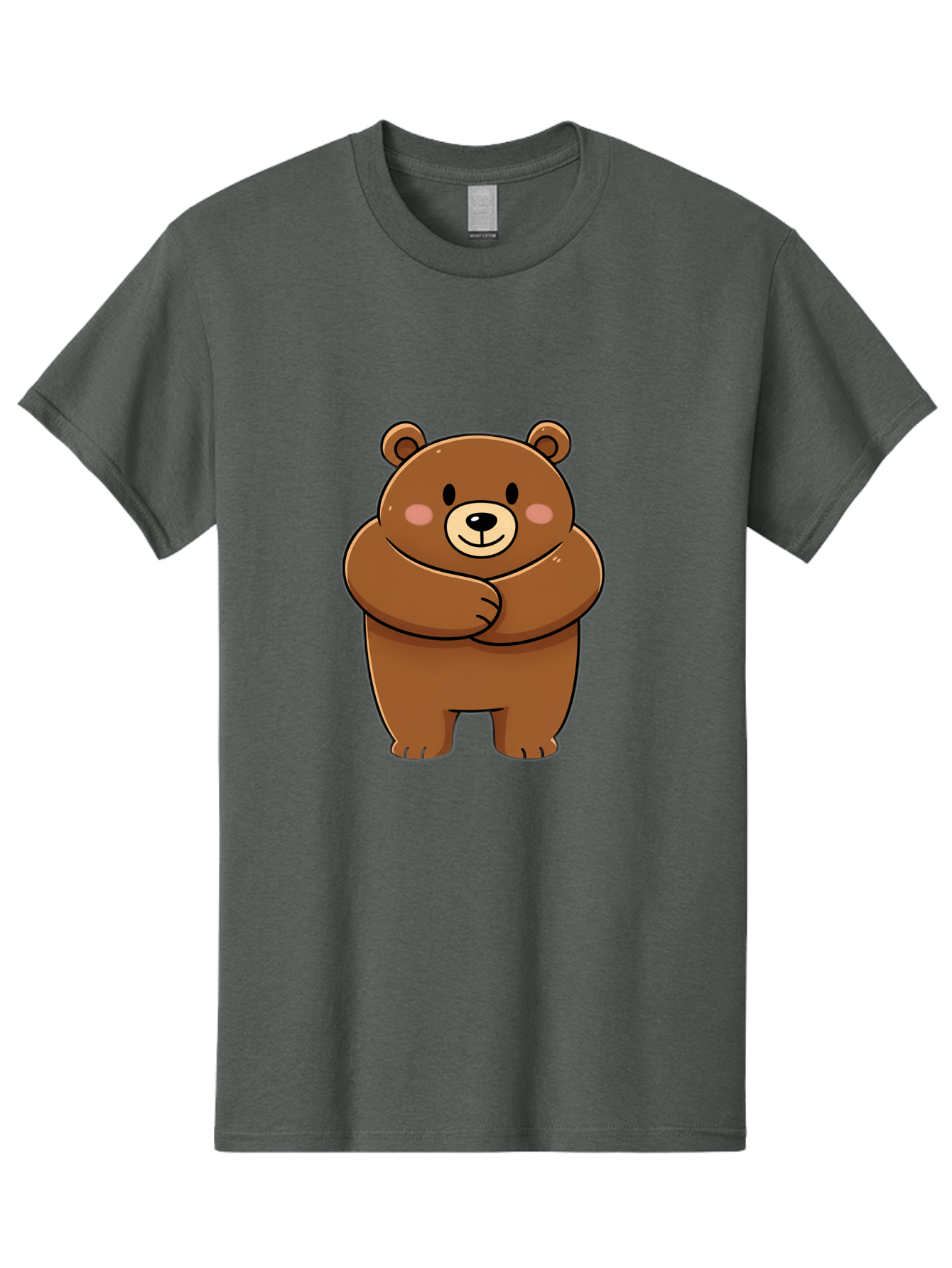 Cartoon-Bear Men'S Graphic Tee, 100% Cotton, Comfortable Casual Summer Wear, Machine Washable, Kawaii Bear, Cartoon Bear, Adorable Bear, Brown Bear, Cute Animal, Funny Character, Playful Bear, Charming Creature, Cuddly Bear, Sweet Bear Bae149