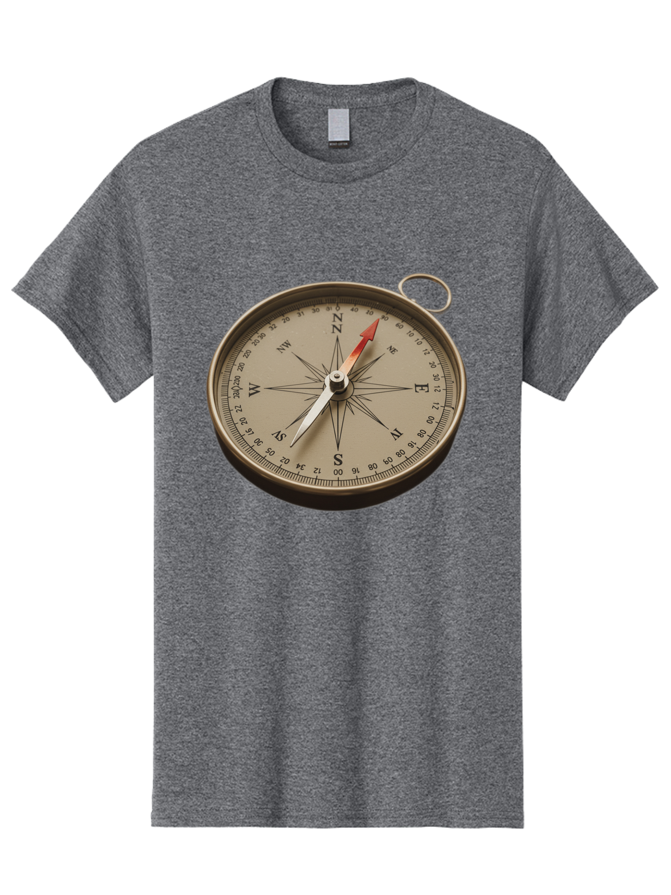 Compass Men'S Graphic Tee, 100% Cotton, Comfortable Casual Summer Wear, Machine Washable, Vintage Compass, Navigation Tool, Direction Finder, Cartography, Exploration, Travel, Orienteering, Compass Rose, Navigation Aid Bae155
